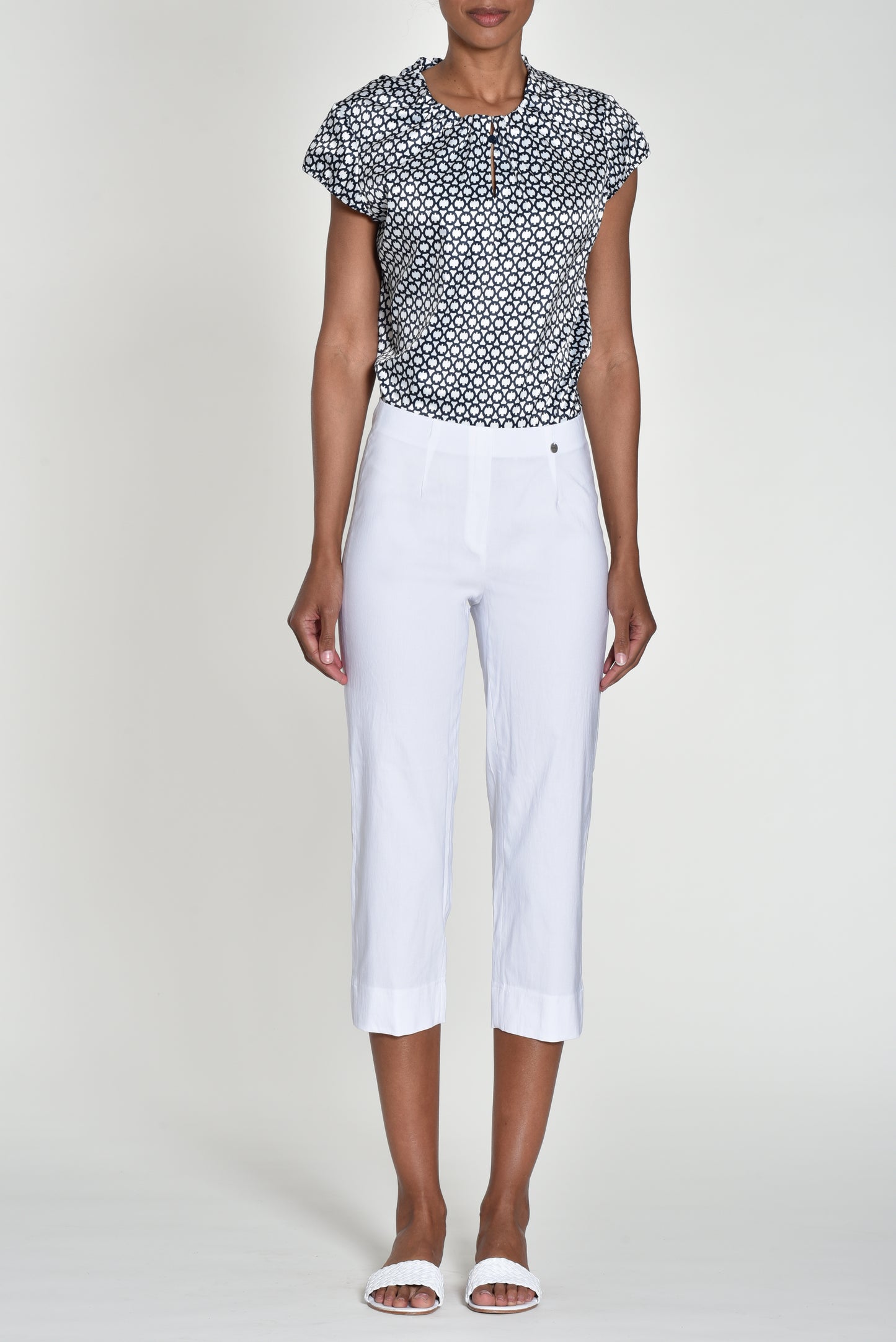 Robell Marie White Cropped Trouser