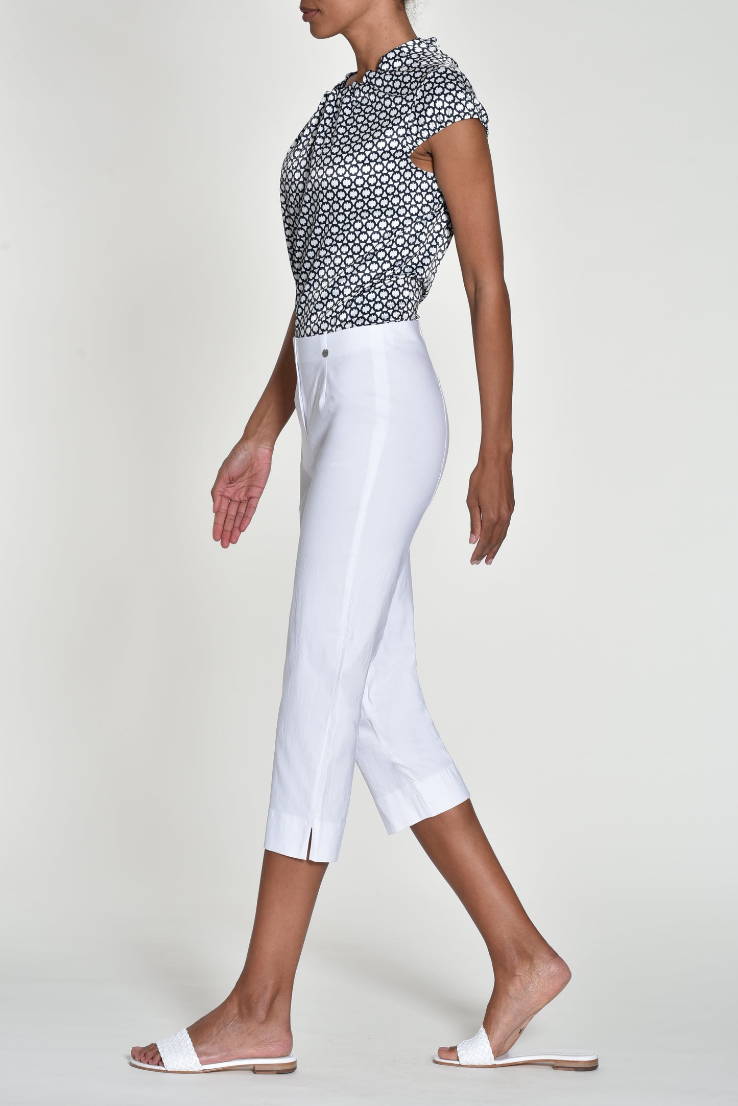 Robell Marie White Cropped Trouser