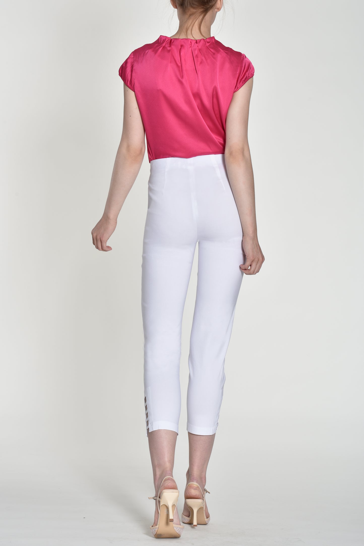 Robell Lena White Trousers with Ladder Detail