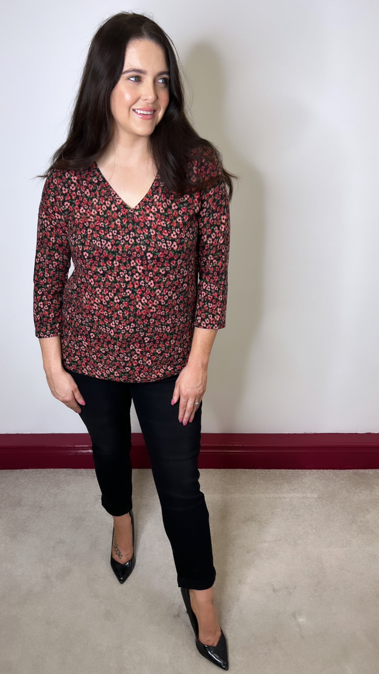 Malia Red Floral Top