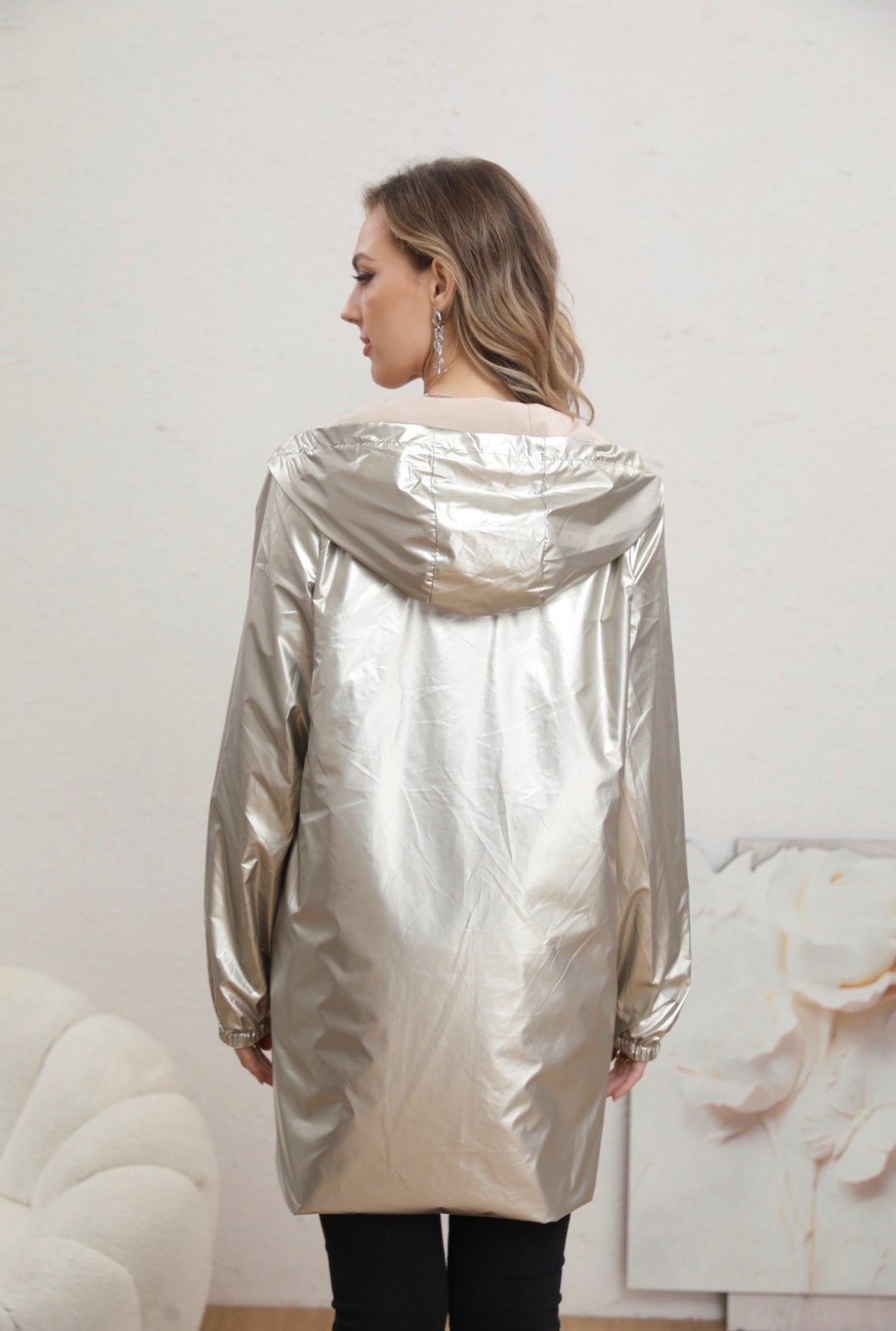 Spria Reversible Beige Gold Raincoat