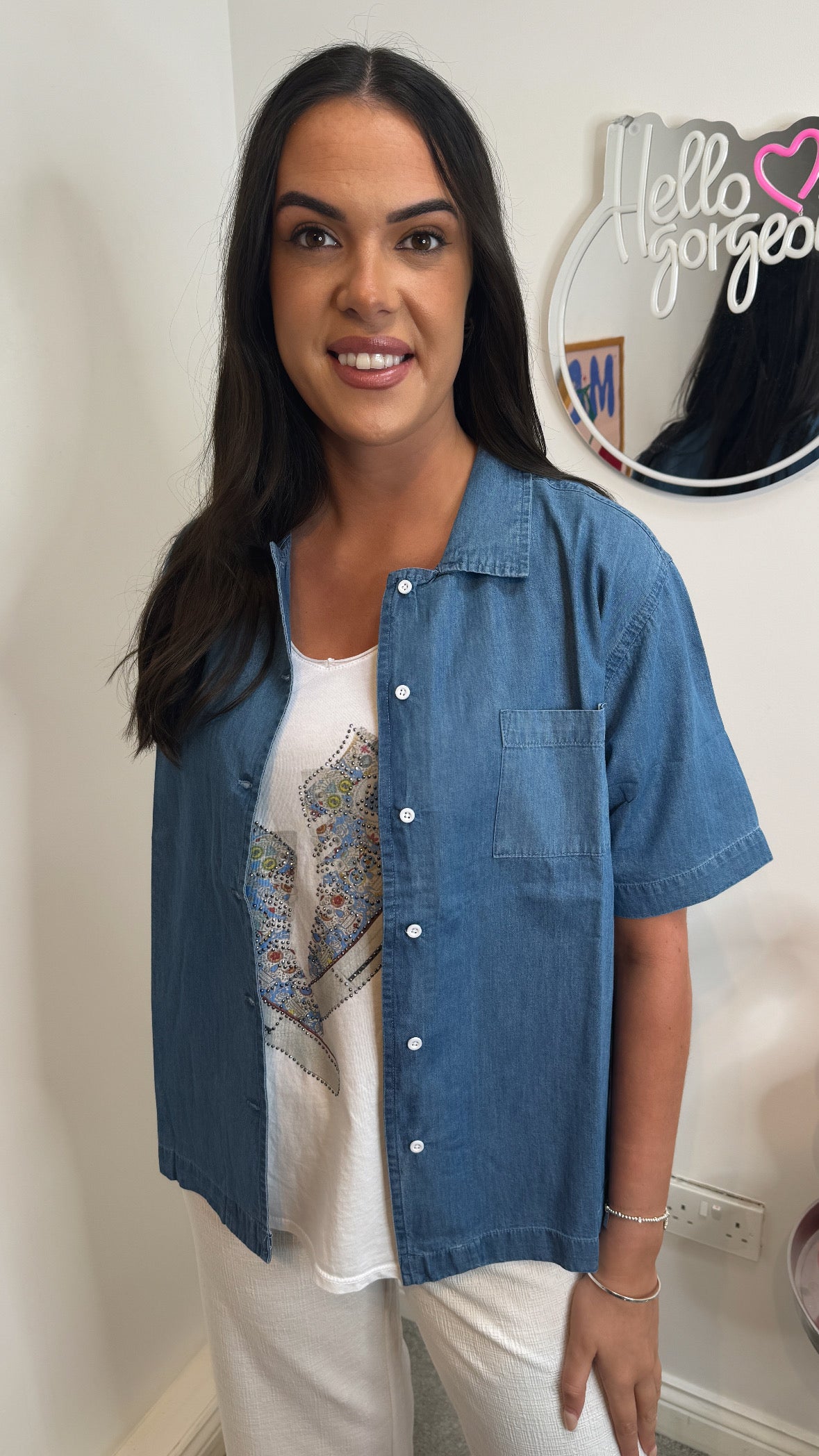 Alia Short Sleeve Denim Shirt