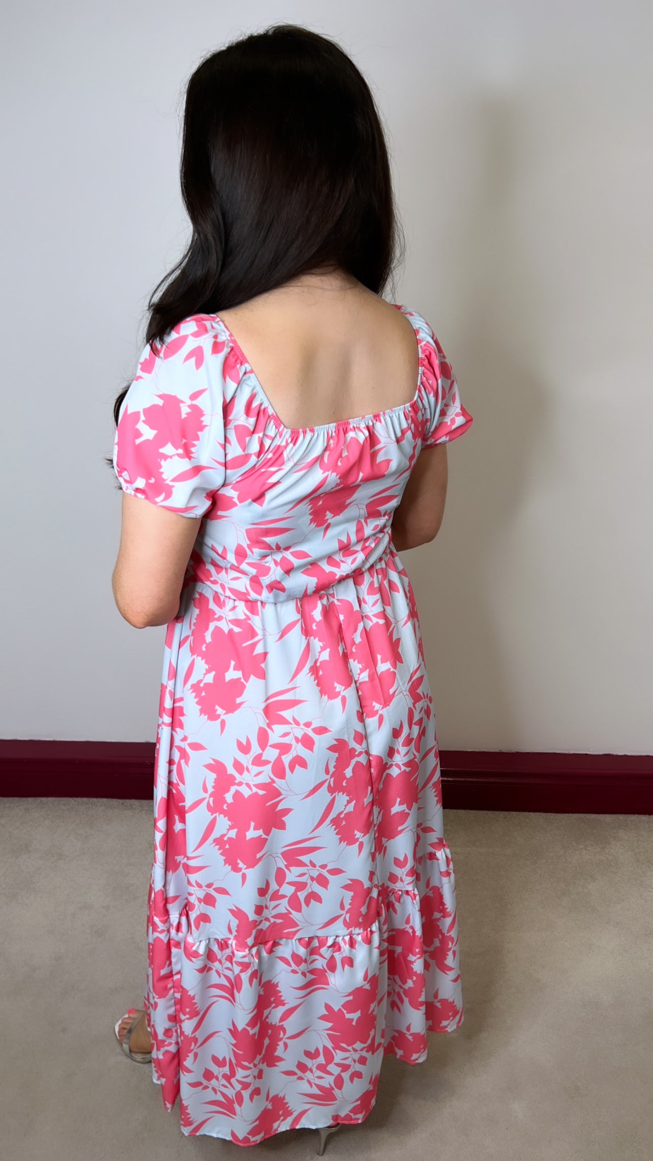 Cara Pink and Light Blue Maxi Dress