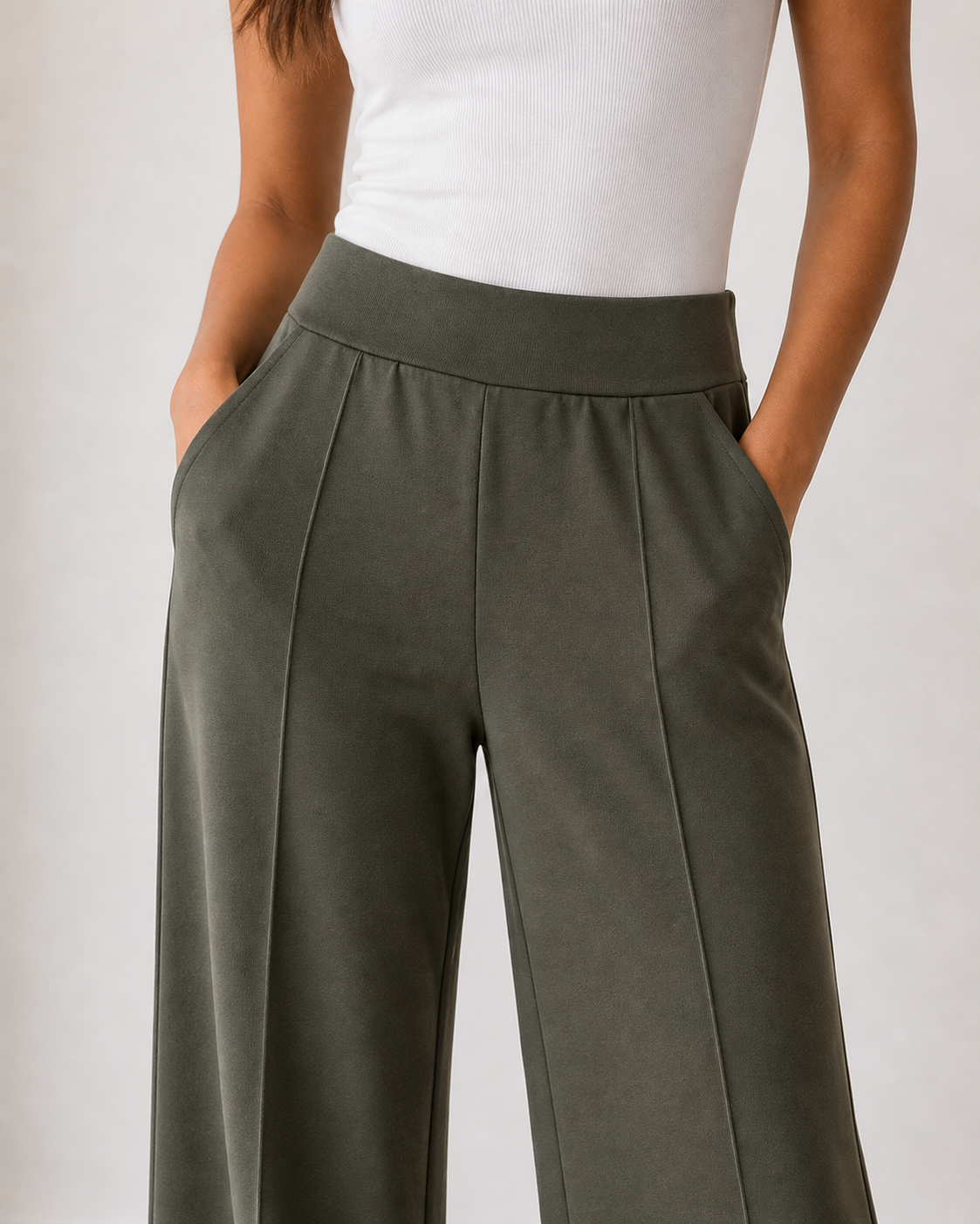 Emmy Bottle Green Straight Leg Trousers