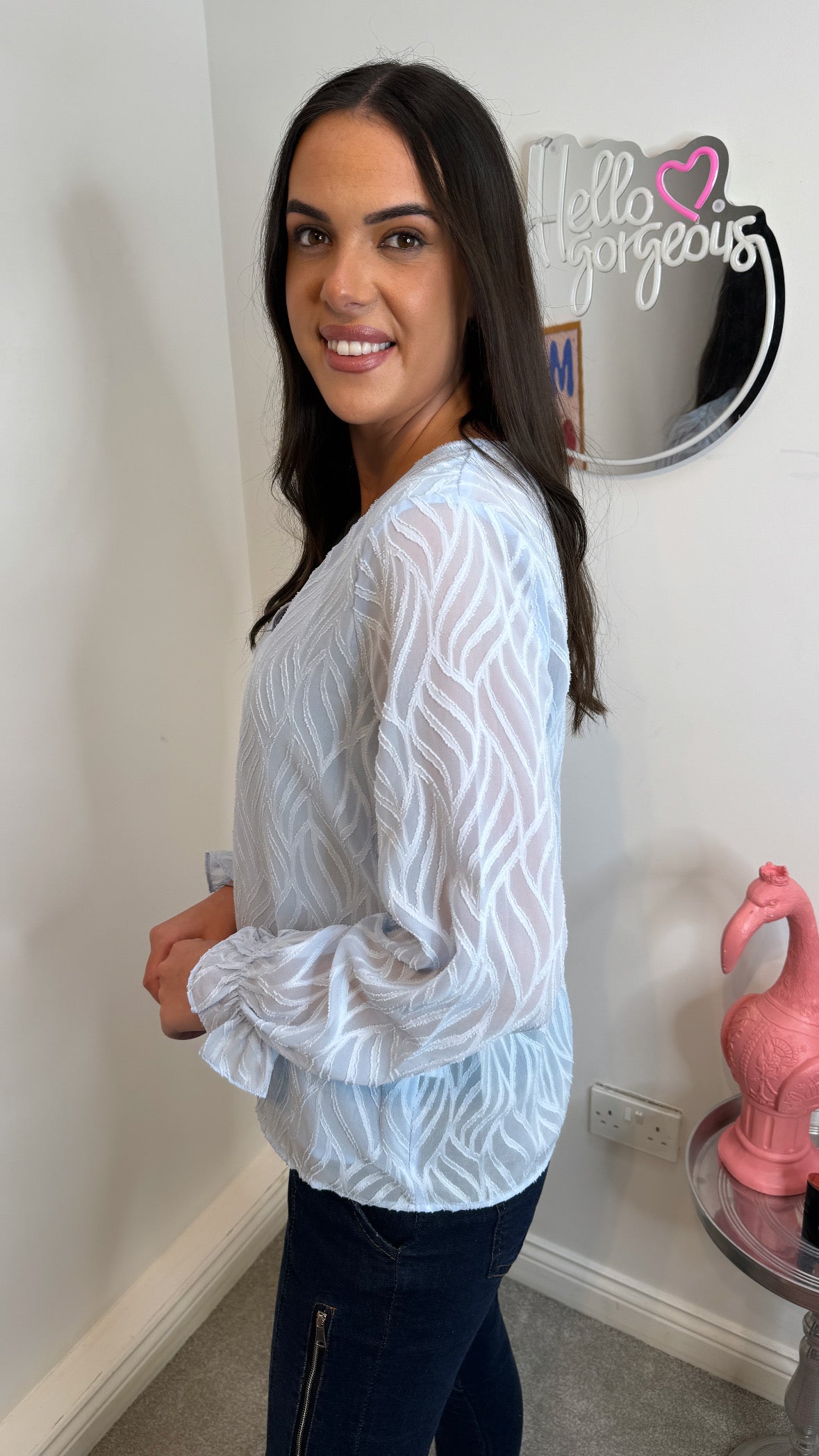 Harper Powder Blue Embroidered Blouse