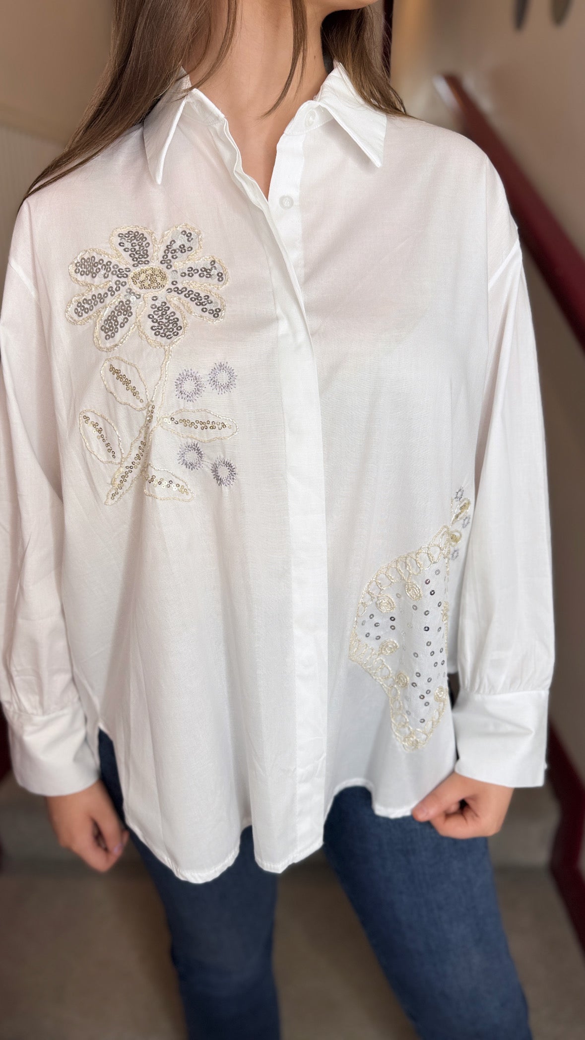 Toni White Embellished Shirt