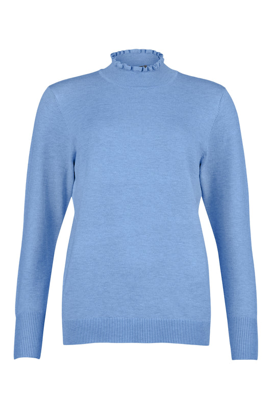 Sunday Blue Shimmer Frill Neck Polo