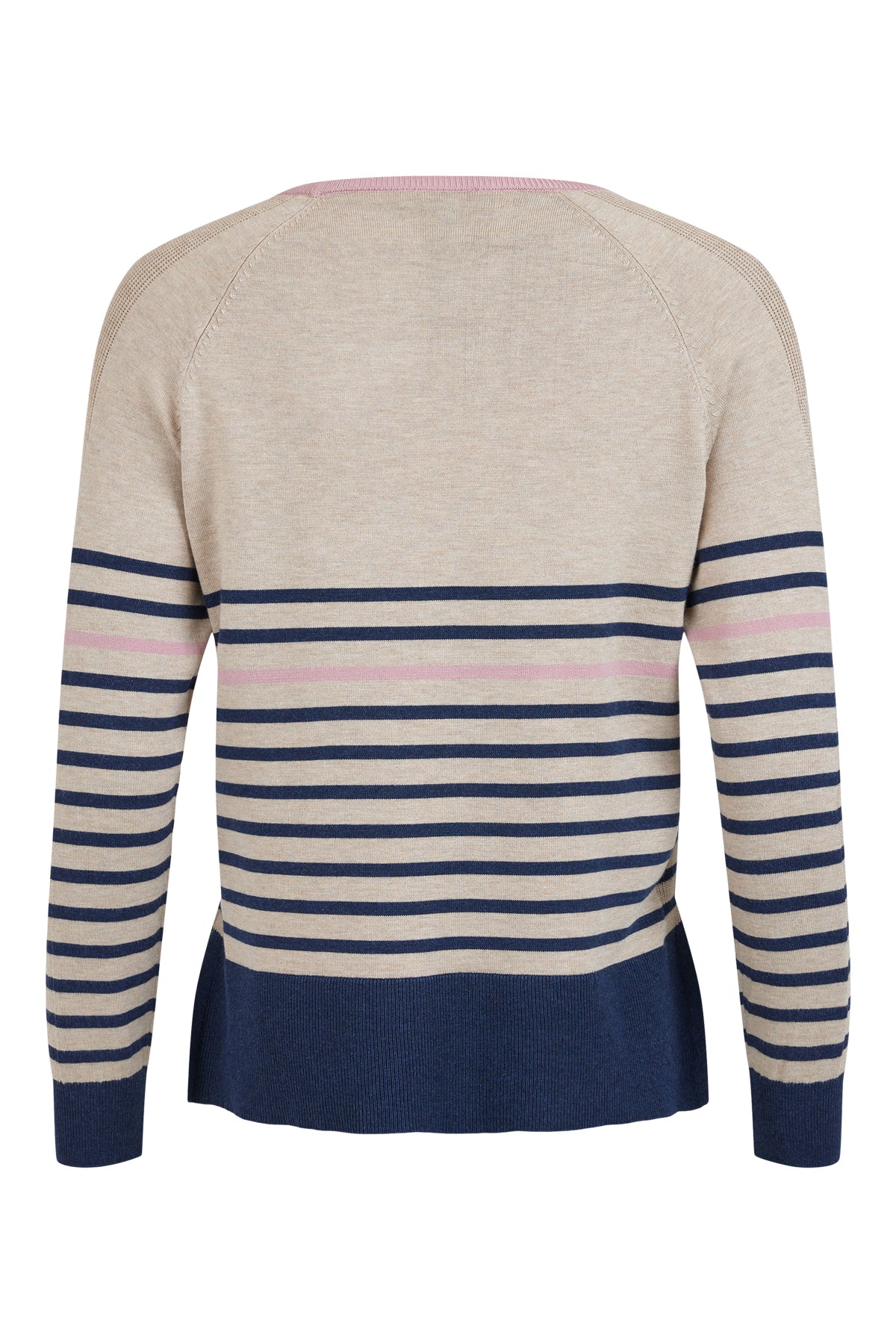 Sunday Beige Striped Navy and Pink Pullover