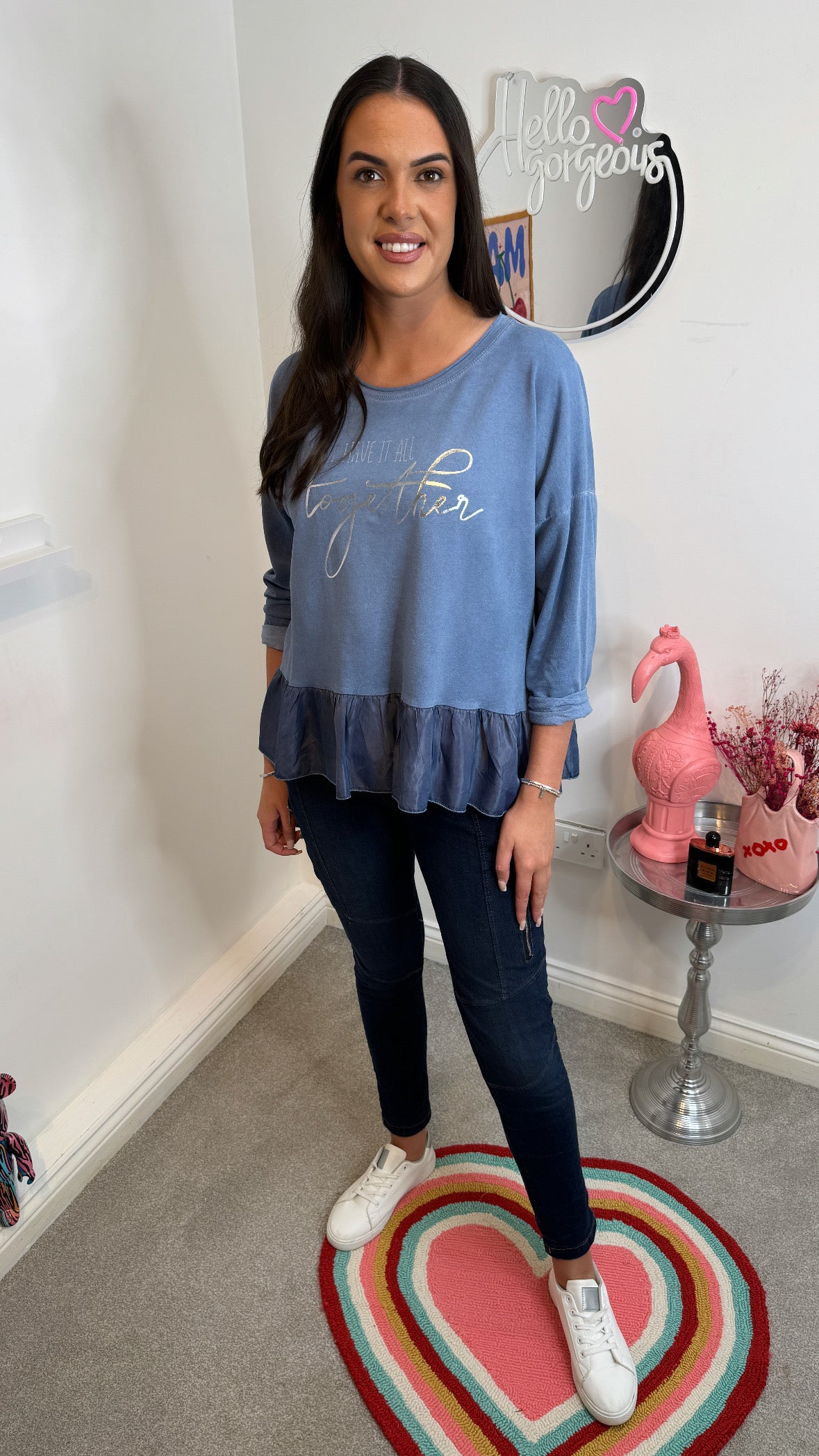 Claudia Petrol Blue Peplum Top