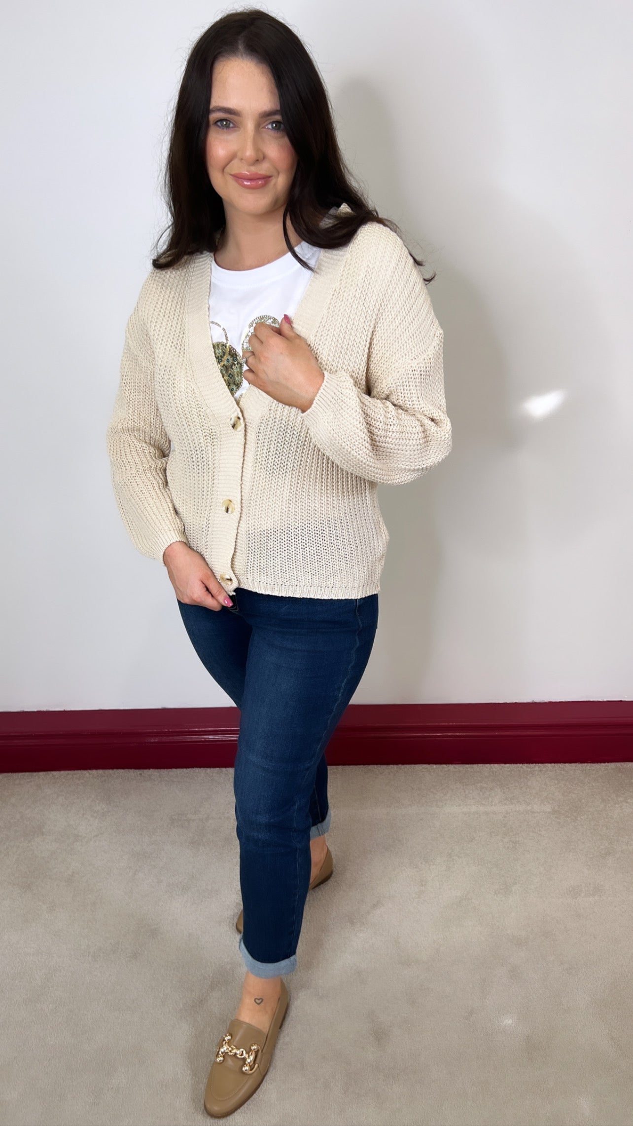 Lexi Beige Knit Cardigan