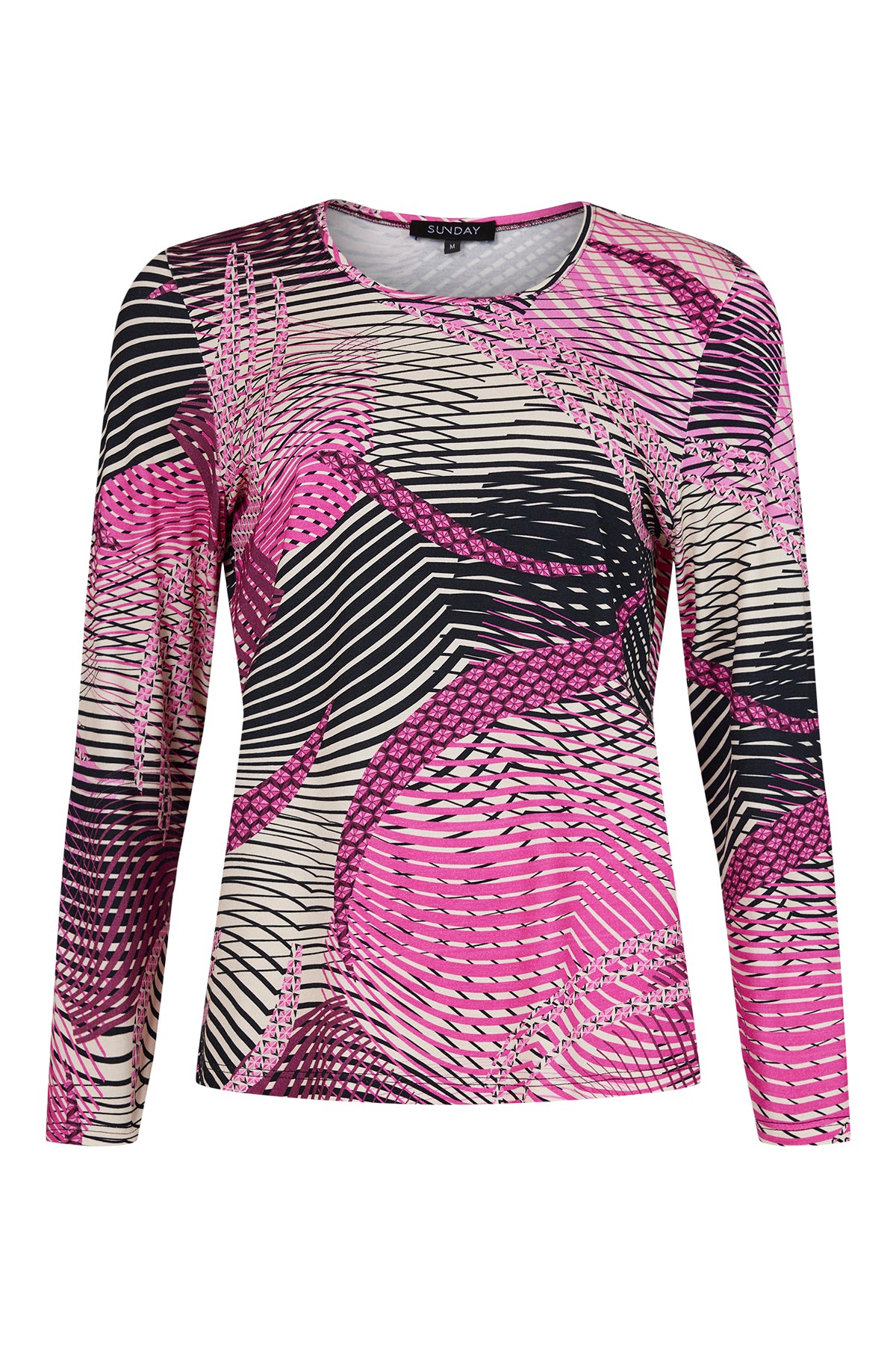 Sunday Pink and Black Swirl Effect Top