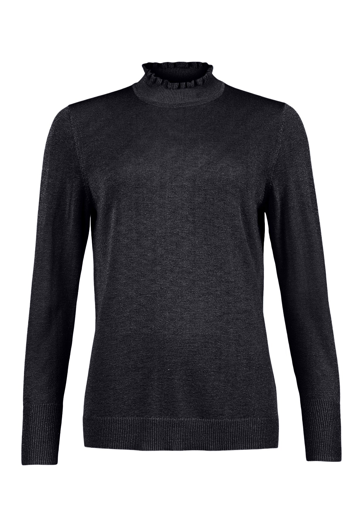 Sunday Black Shimmer Frill Neck Polo