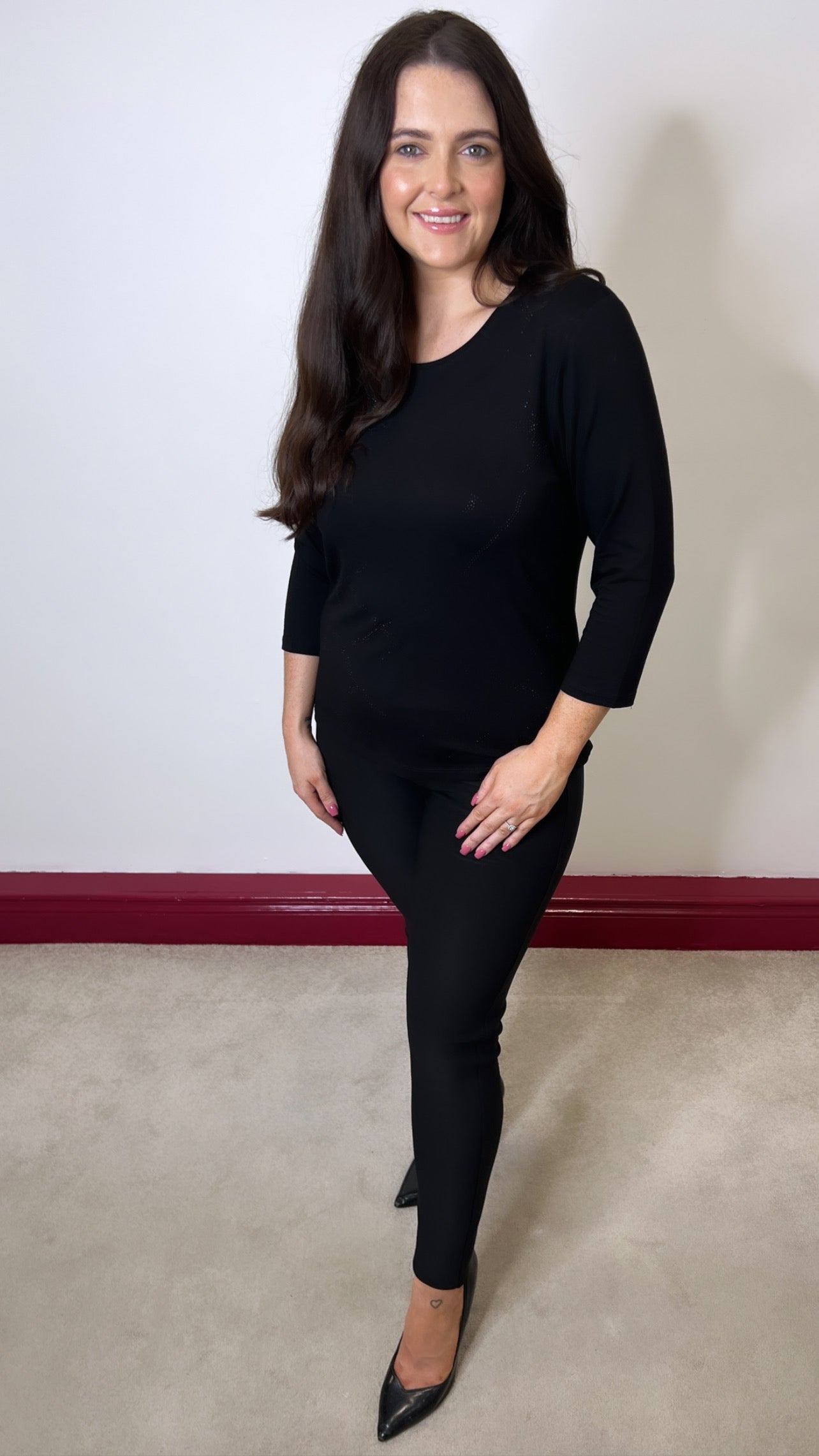 Rita Black Diamante Detail Blouse