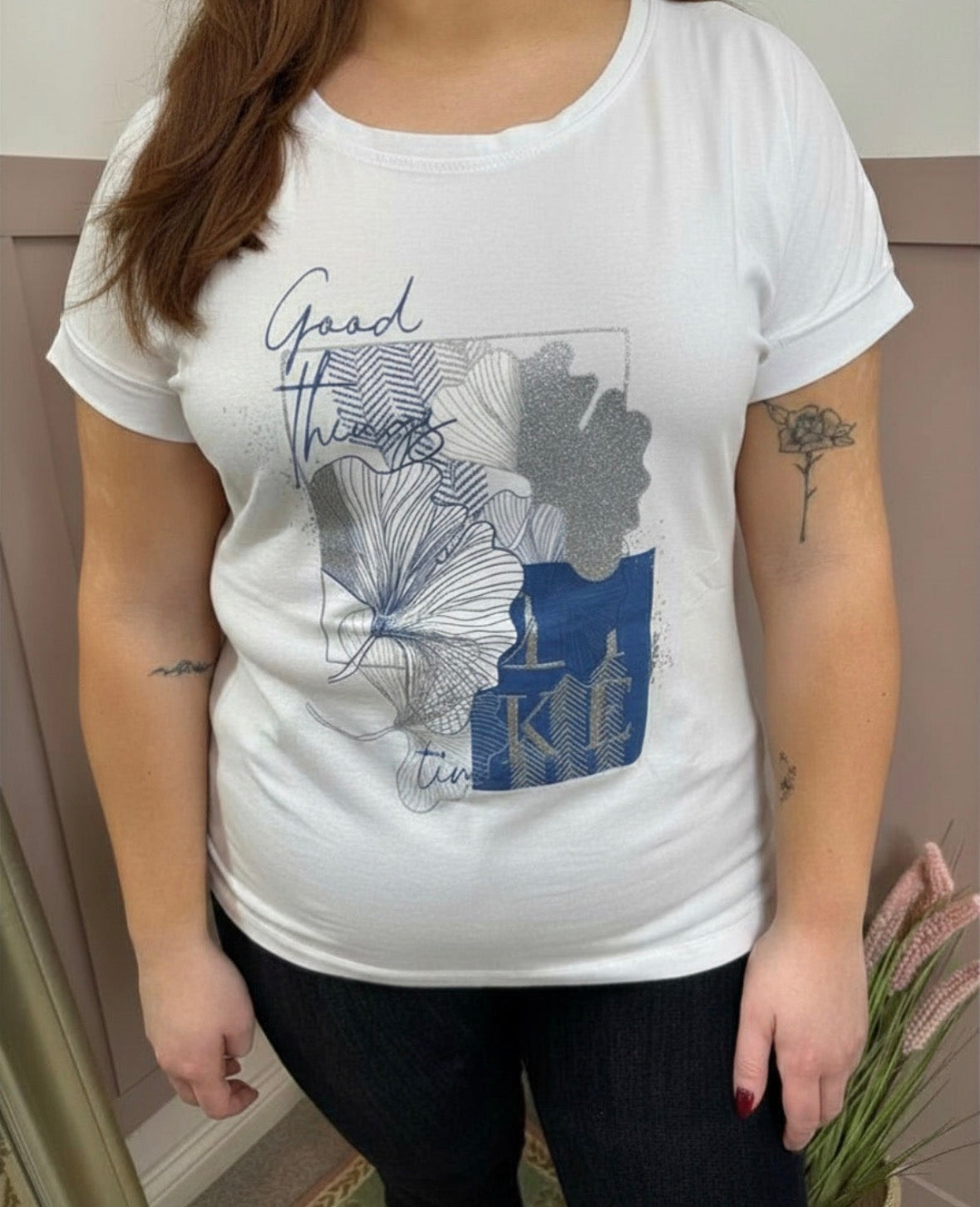 Gabby Slogan White Sparkle T-Shirt