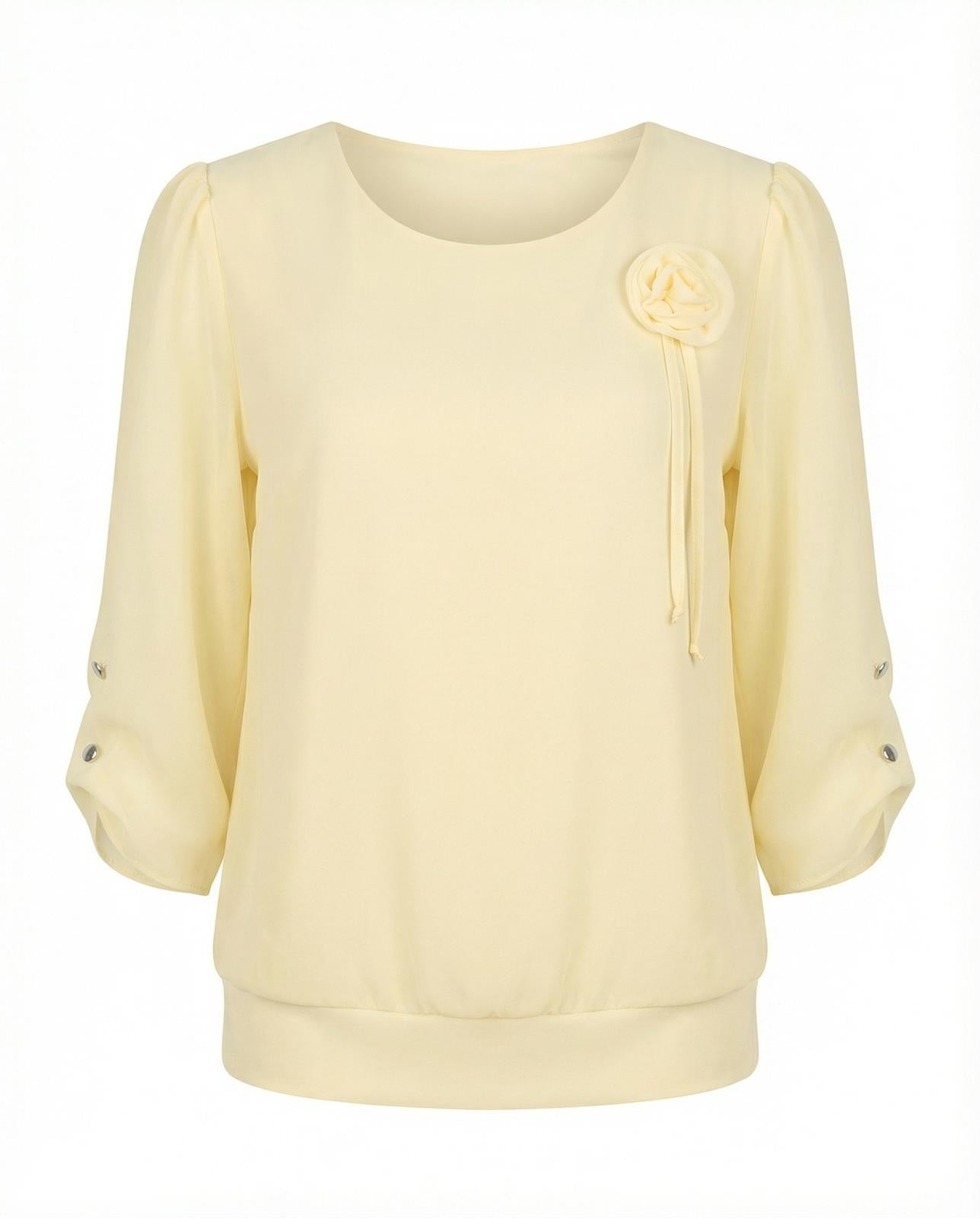 Madison Lemon Round Neck Blouse