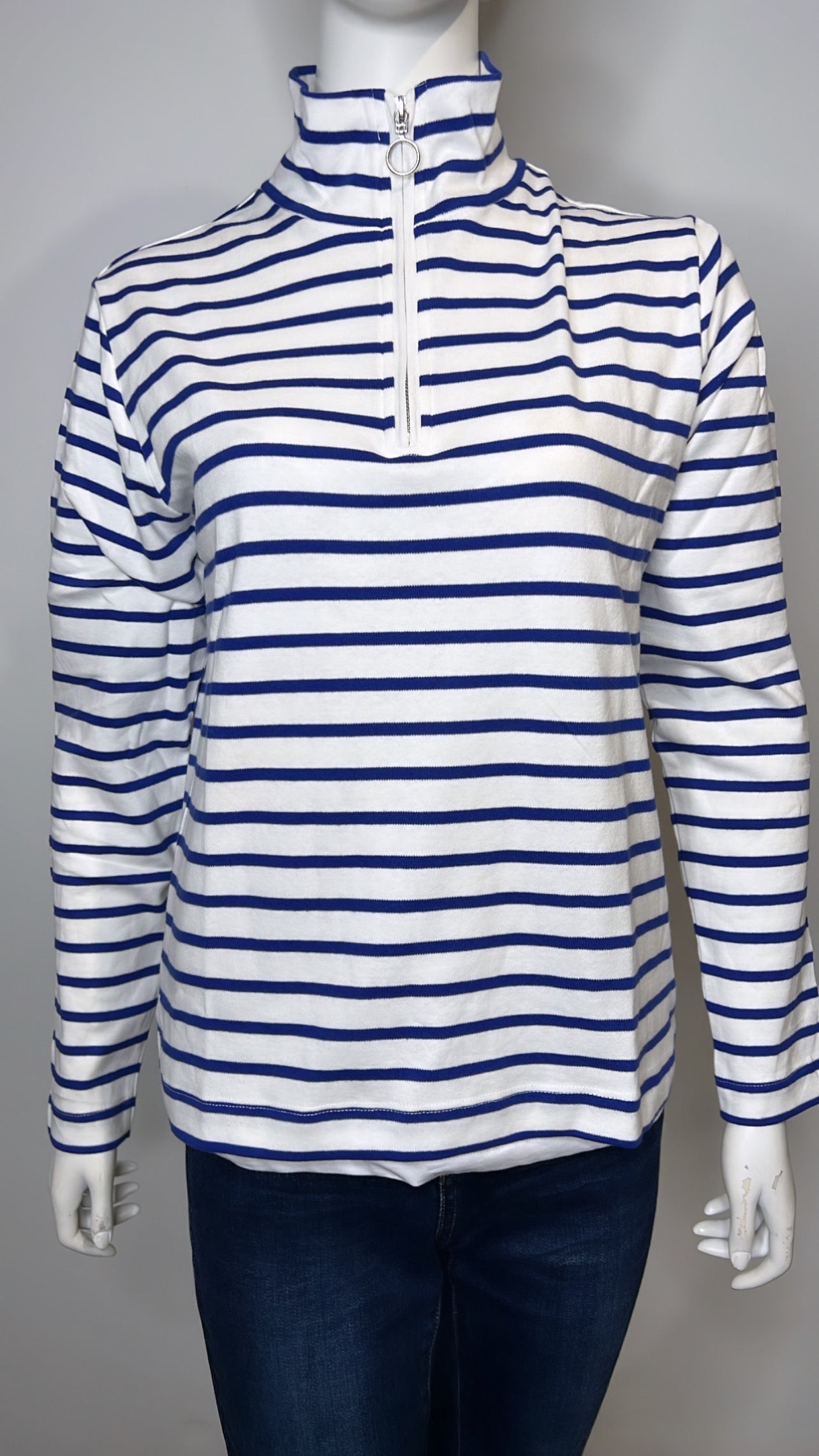 Zara Striped Half Zip Cotton Jumper