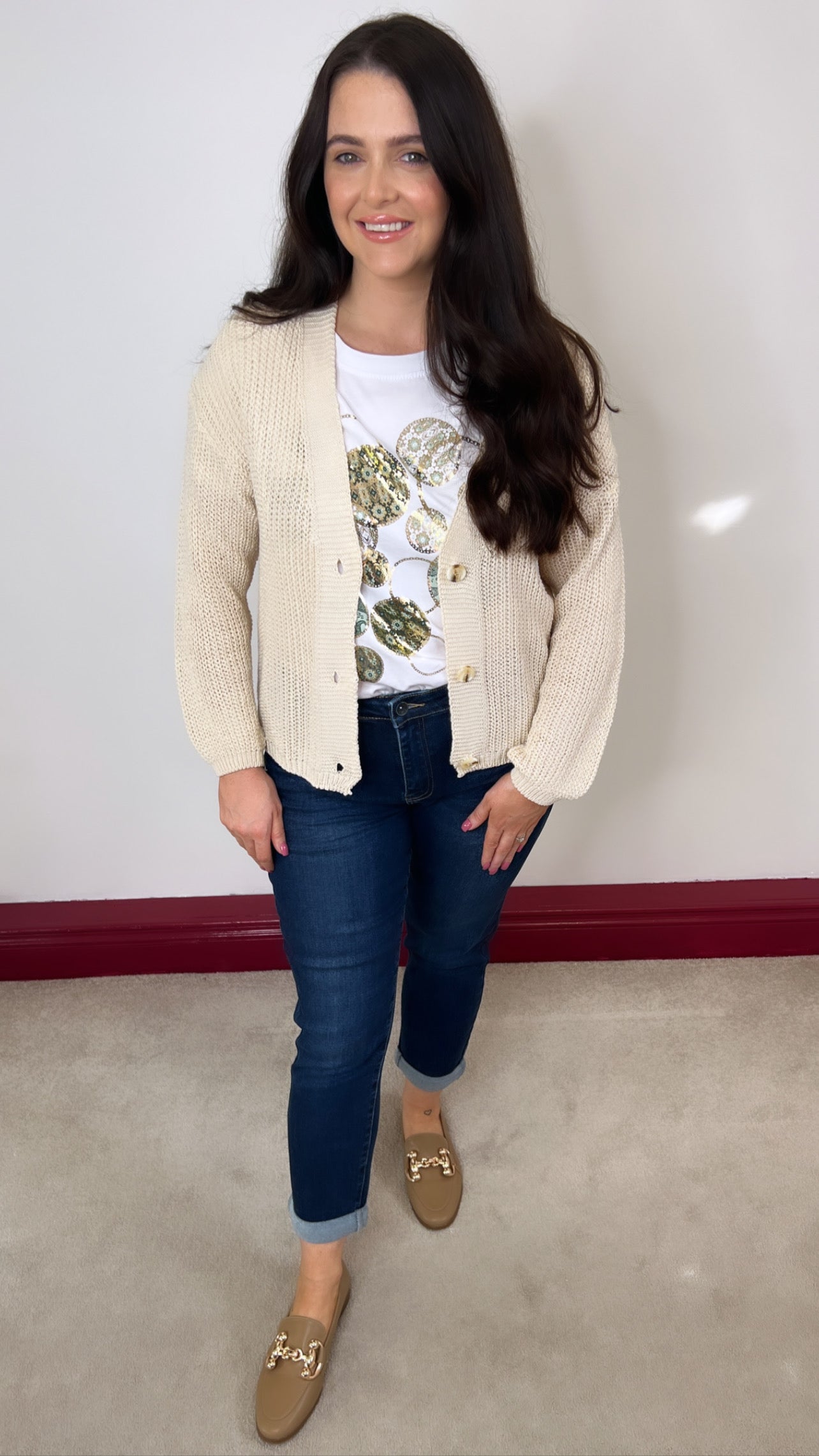 Lexi Beige Knit Cardigan