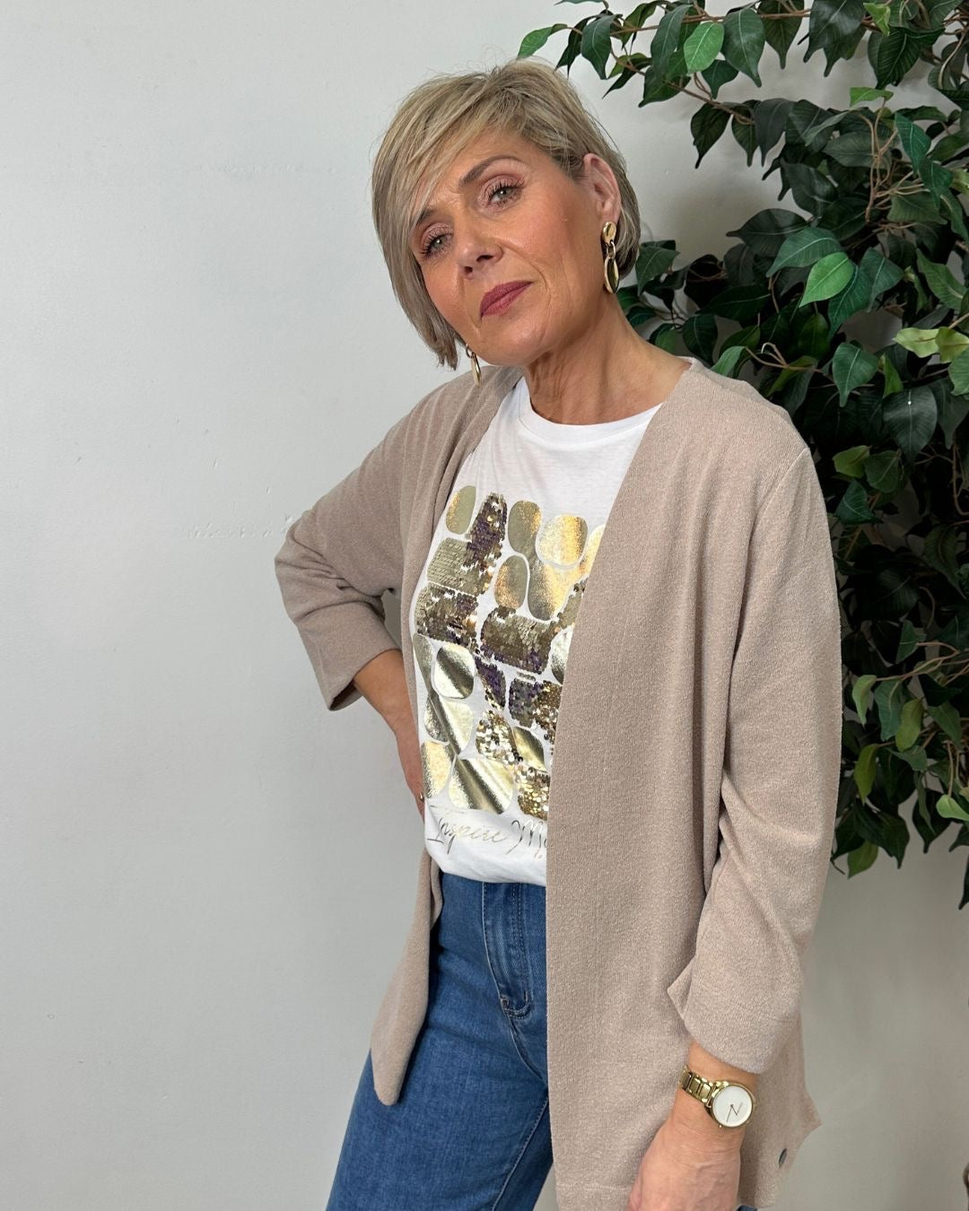 Rhea Beige Summer Cardigan