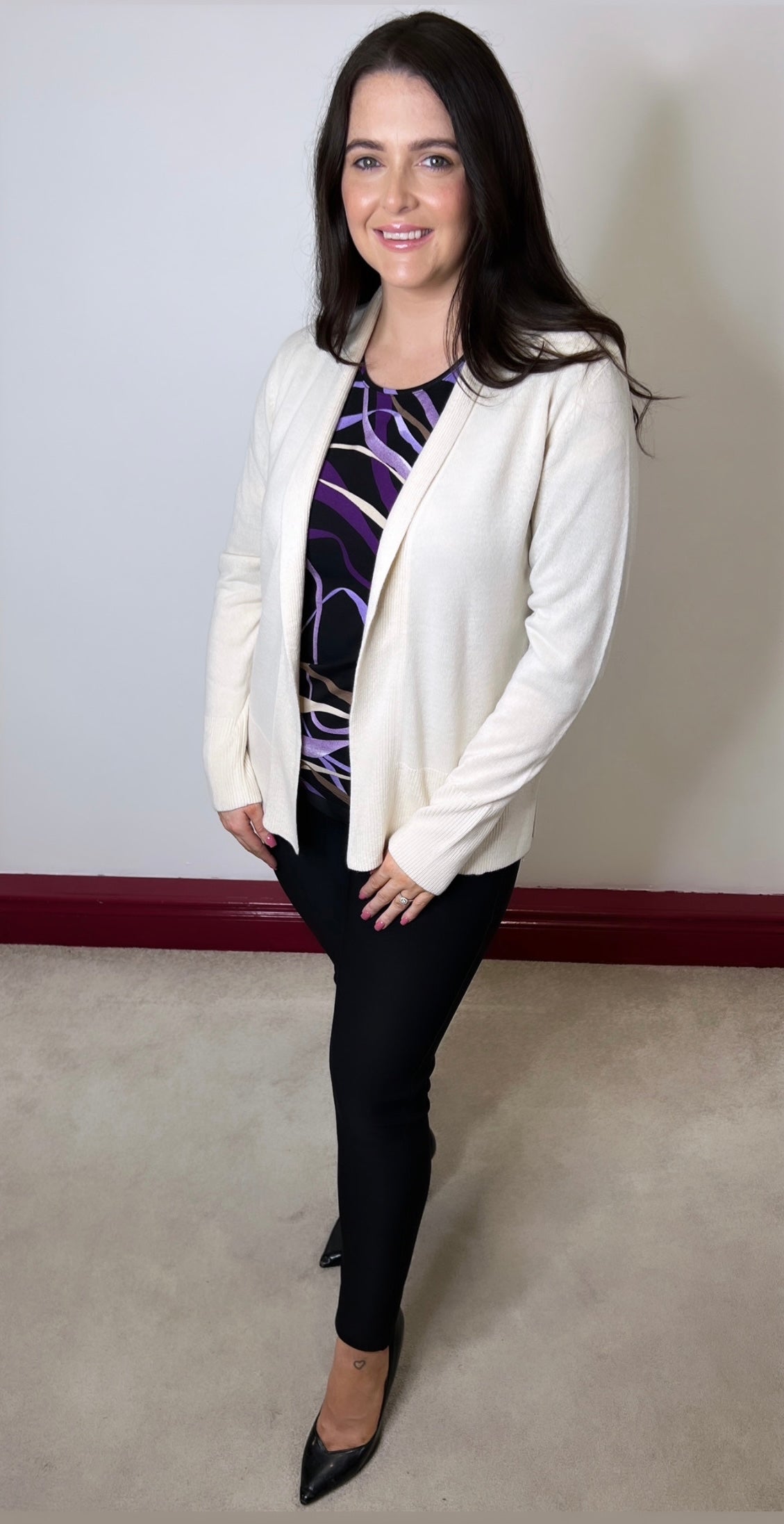 Amelia Beige Cashmere Feel Cardigan