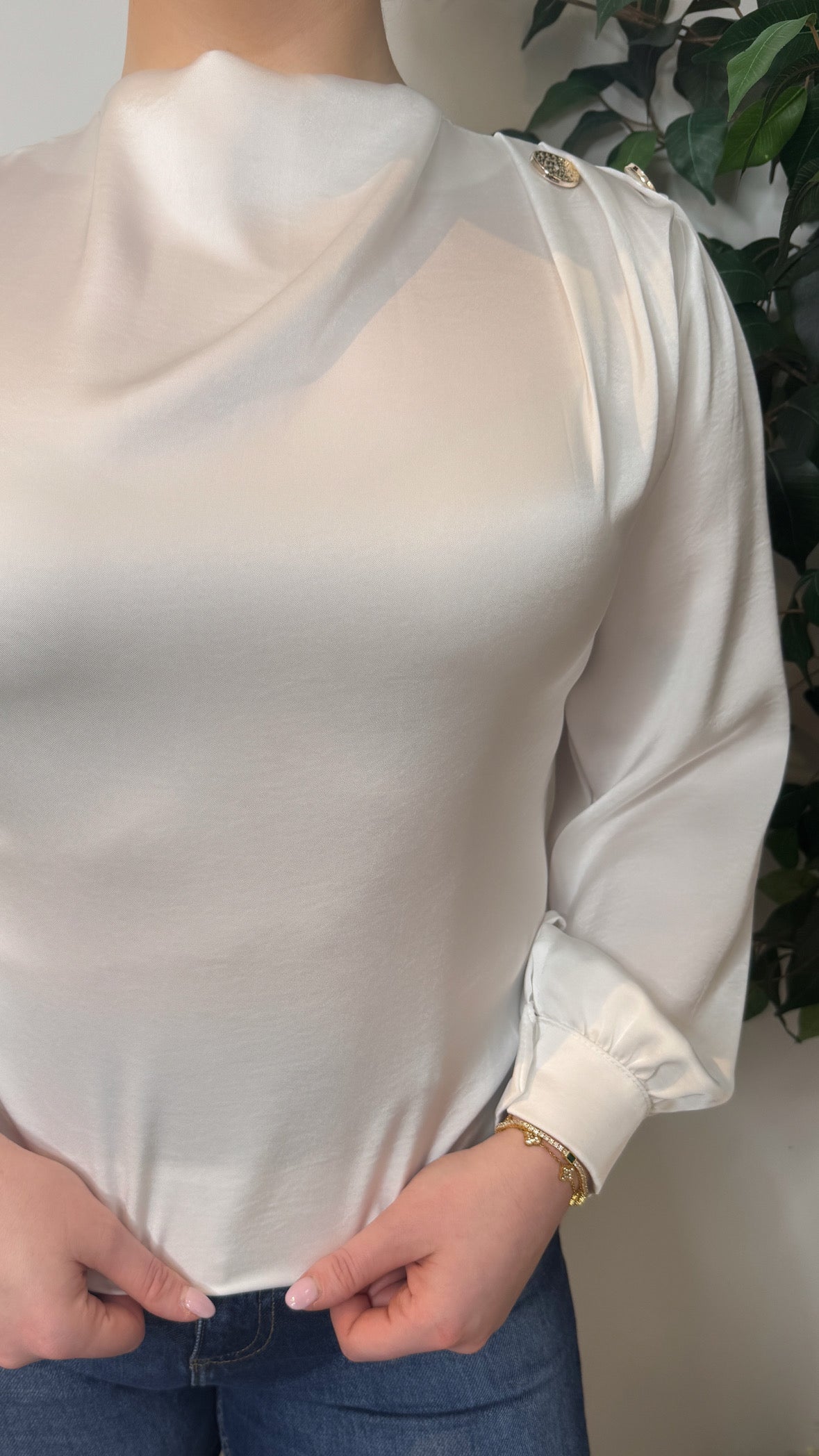 Toni White Satin Blouse