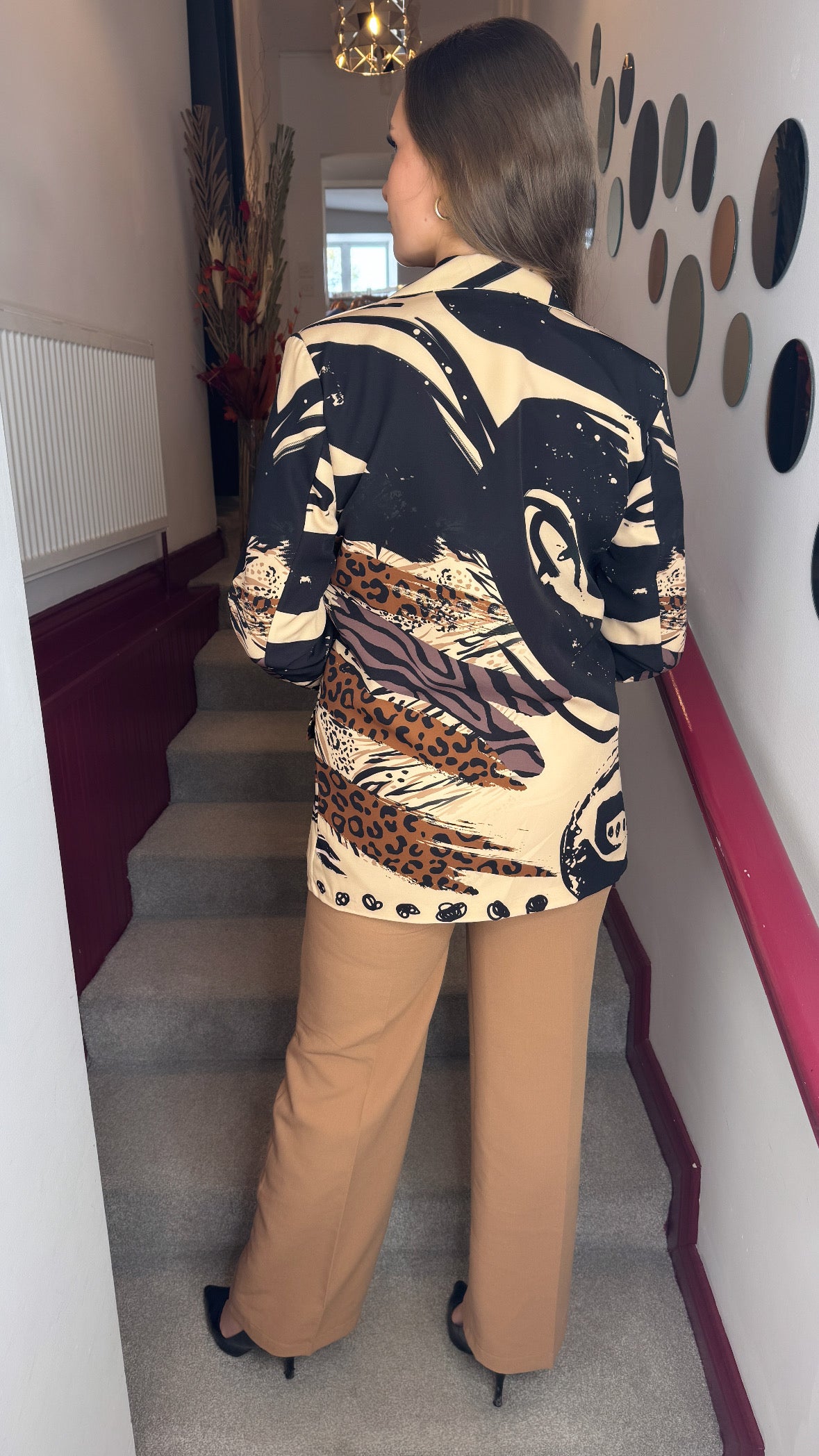 Lola Beige Printed Blazer