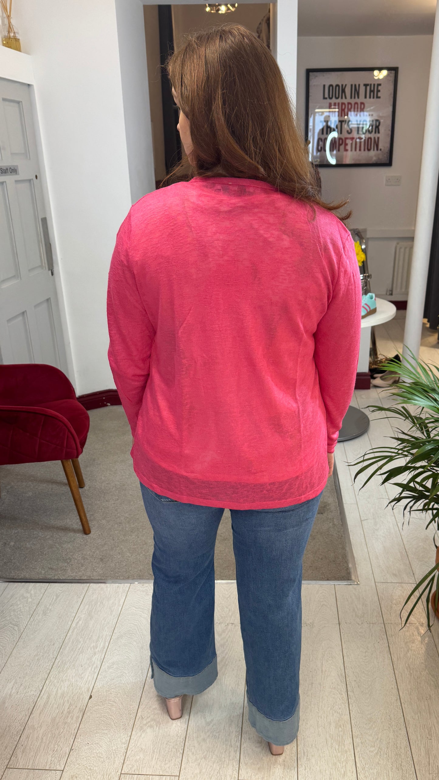 Rhea Raspberry Lightweight Summer Cardigan