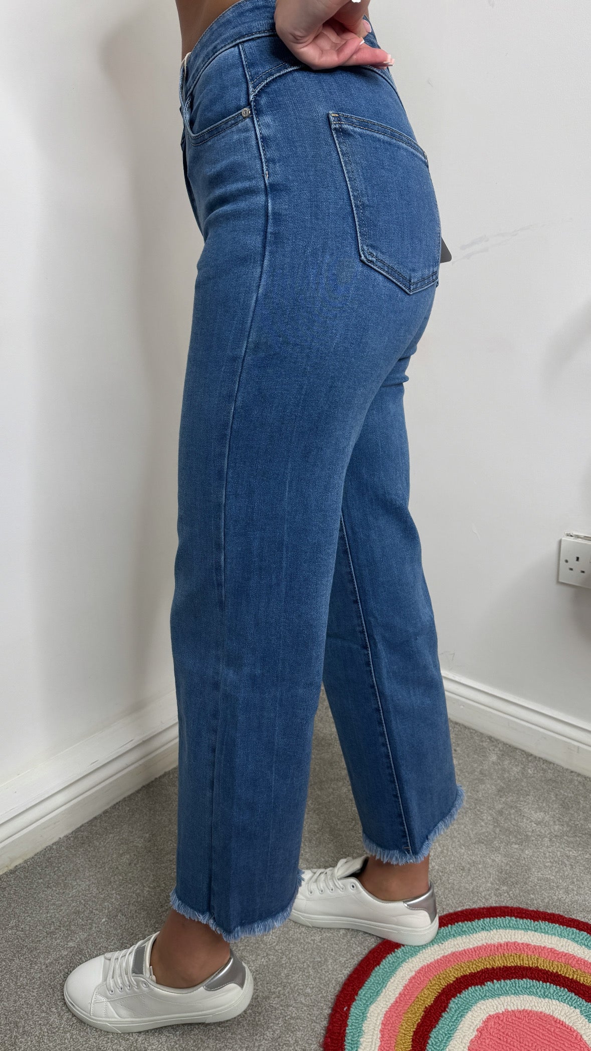 Mia Wide Leg Frayed Denim Jeans
