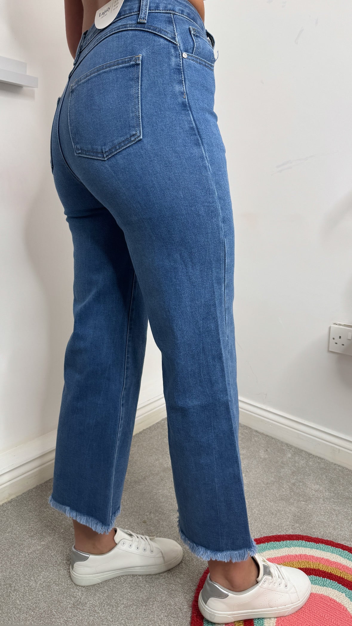 Mia Wide Leg Frayed Denim Jeans
