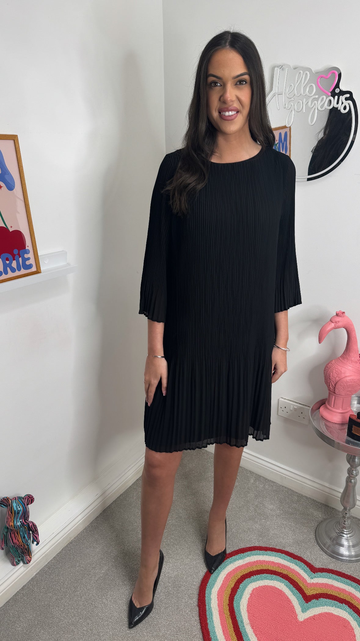 Sunday Black Pleated Dress