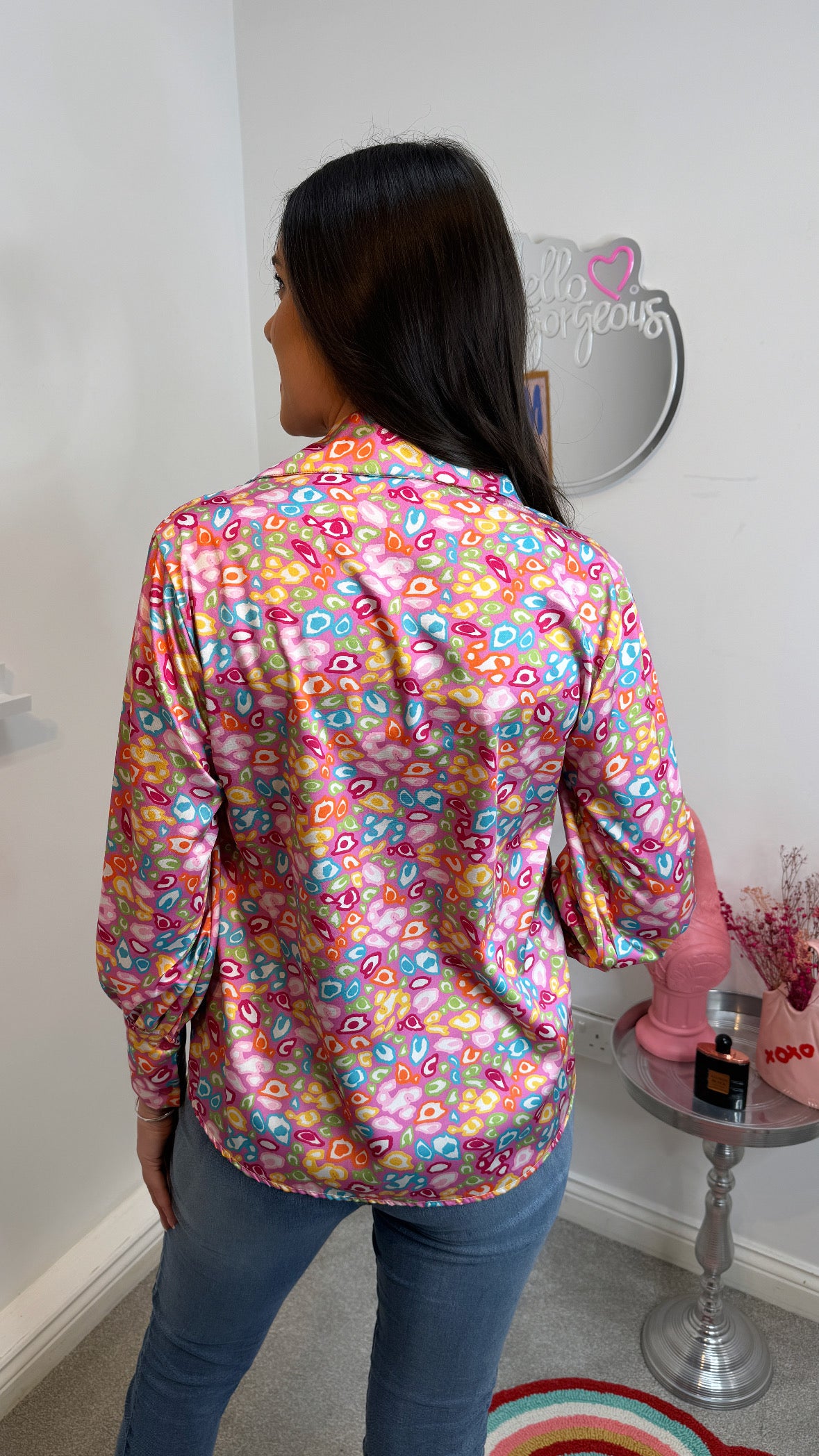 Alyssa Pink Abstract Print Shirt Blouse