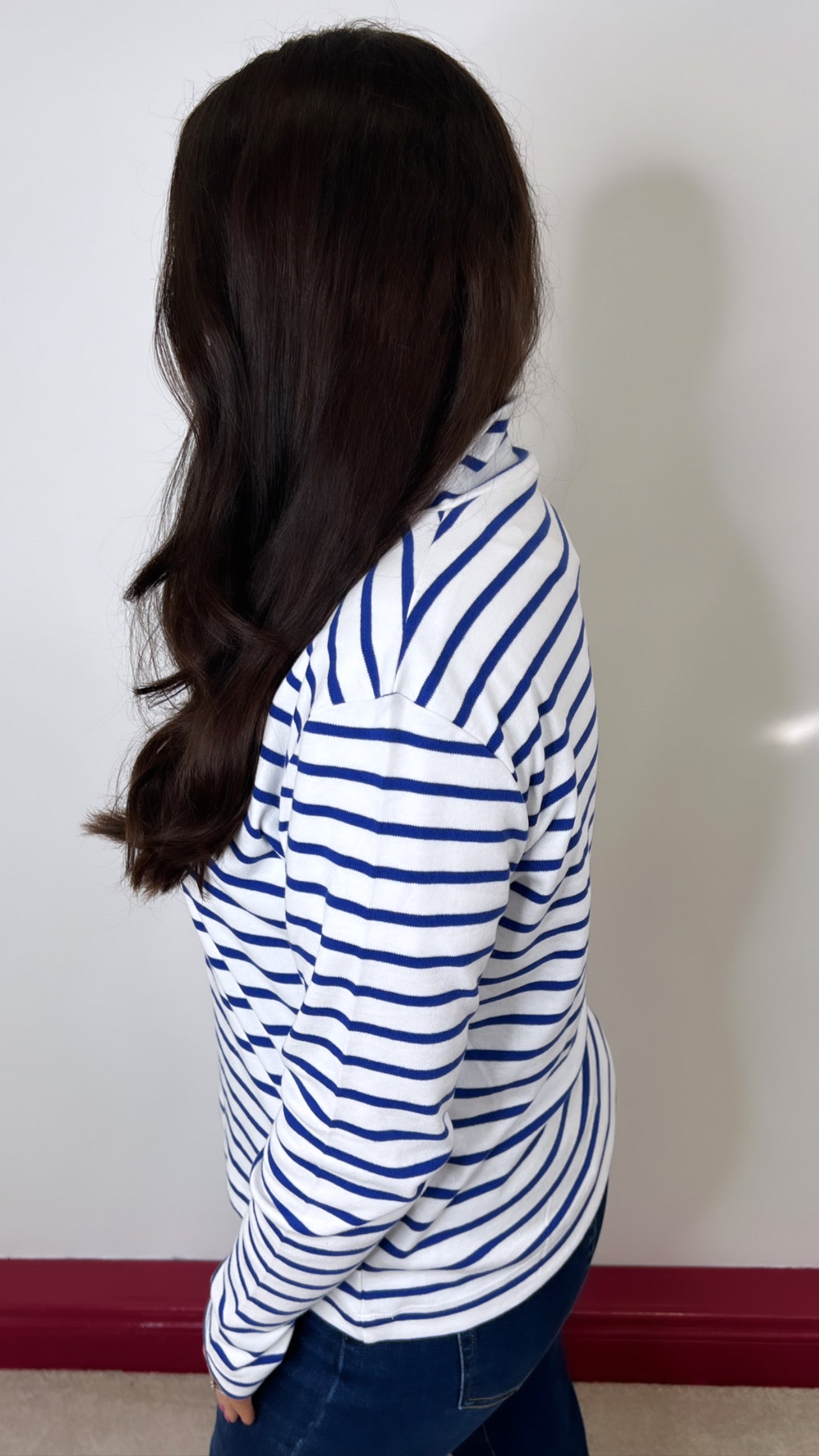 Zara Striped Half Zip Cotton Jumper