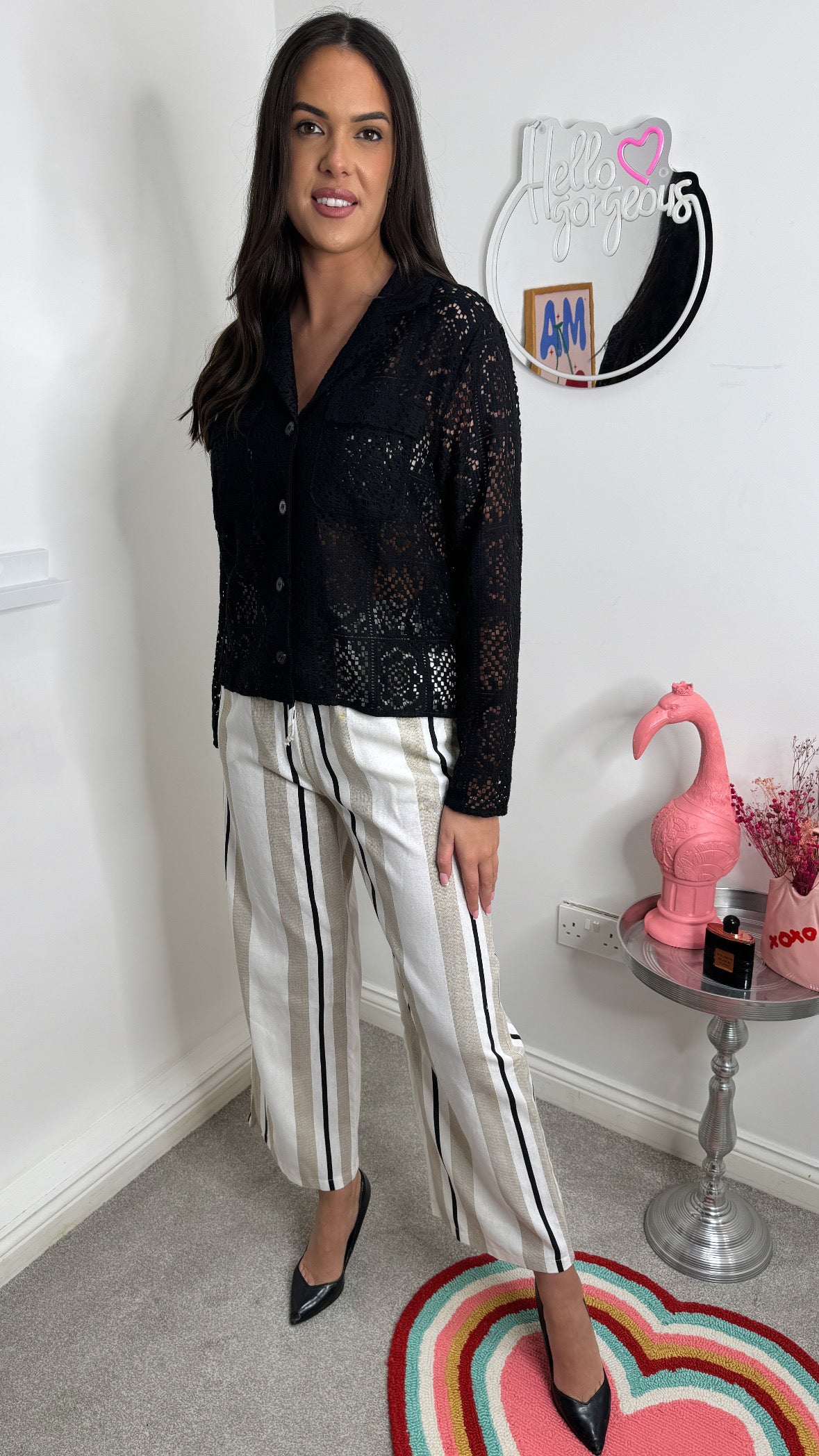 Ariella Black Crochet Shirt