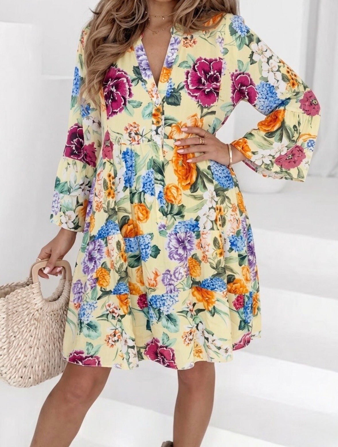 Sonny Floral Yellow Smock Dress