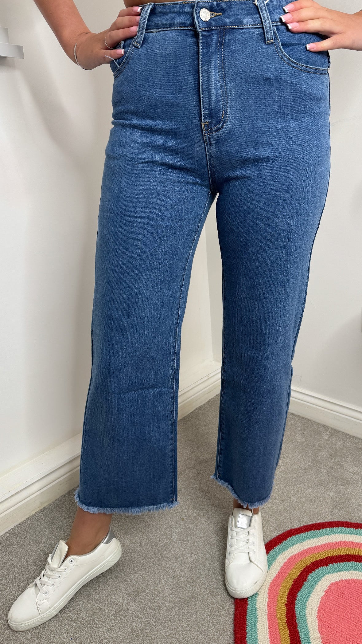 Mia Wide Leg Frayed Denim Jeans