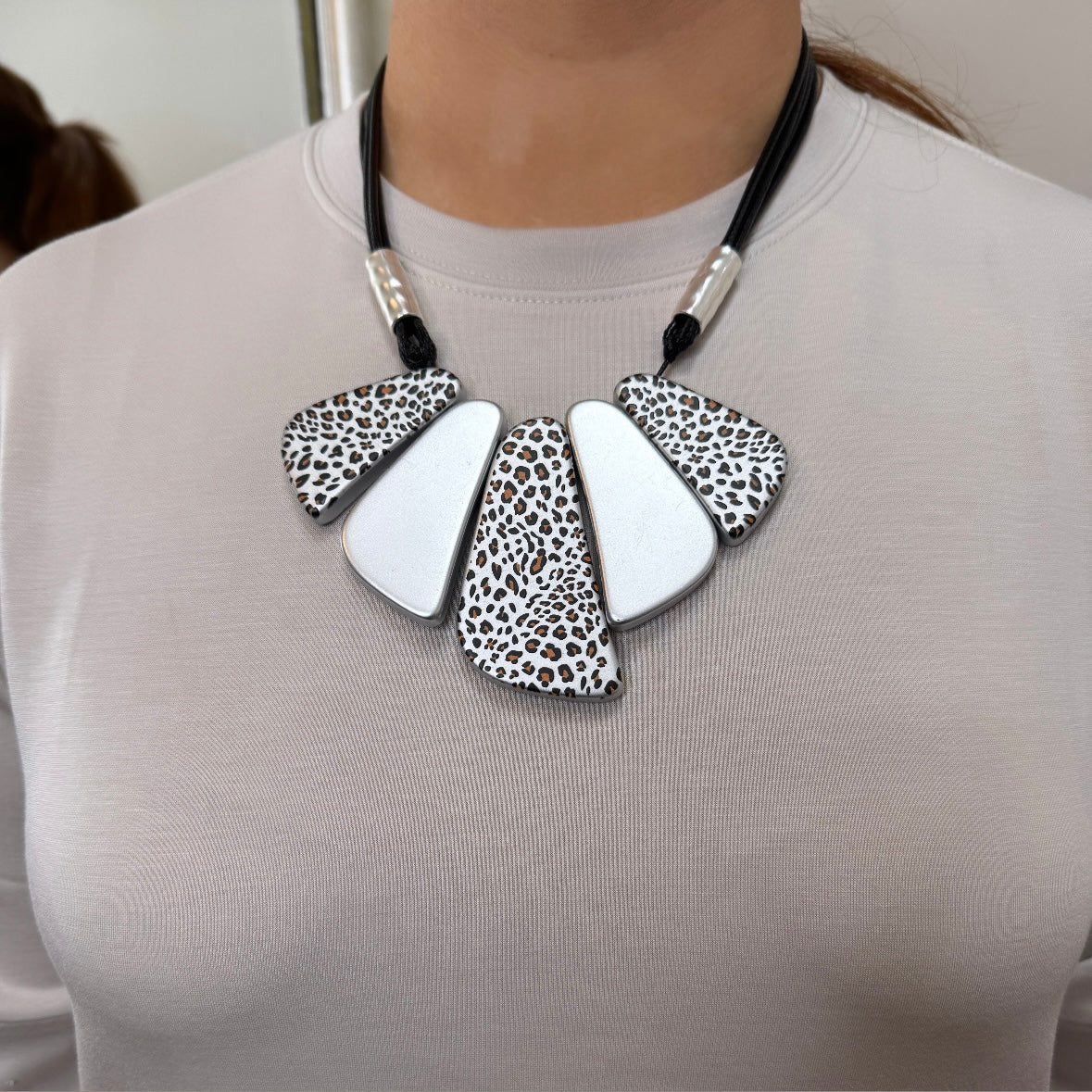Faunial Grey Leopard Print Pendant