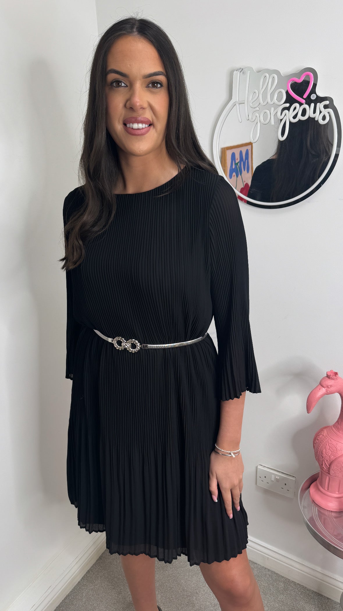 Sunday Black Pleated Dress