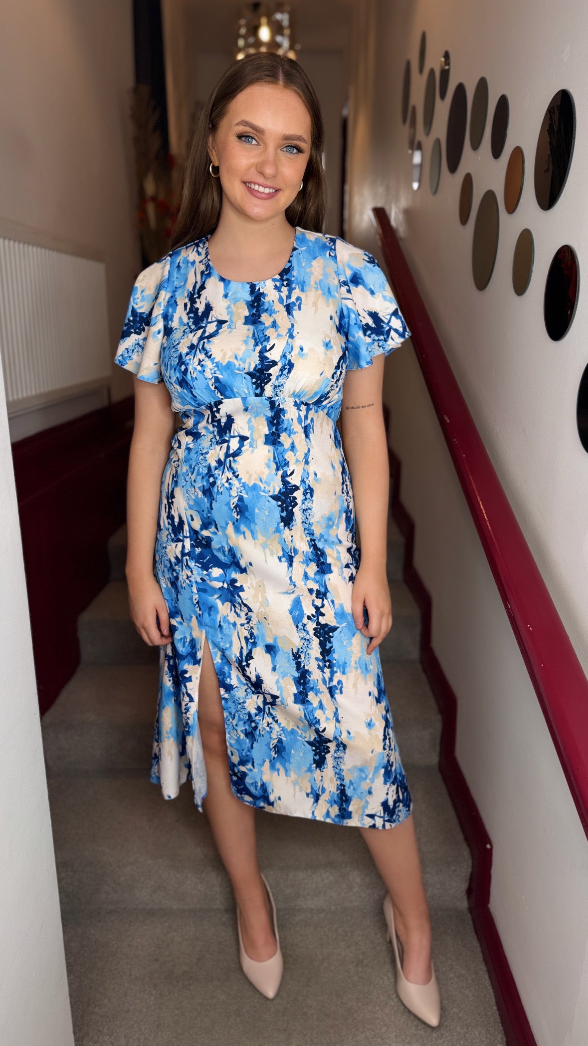 Tia Royal Blue Midi Dress Raspberry Red Tia Royal Blue Midi Dress Raspberry Red