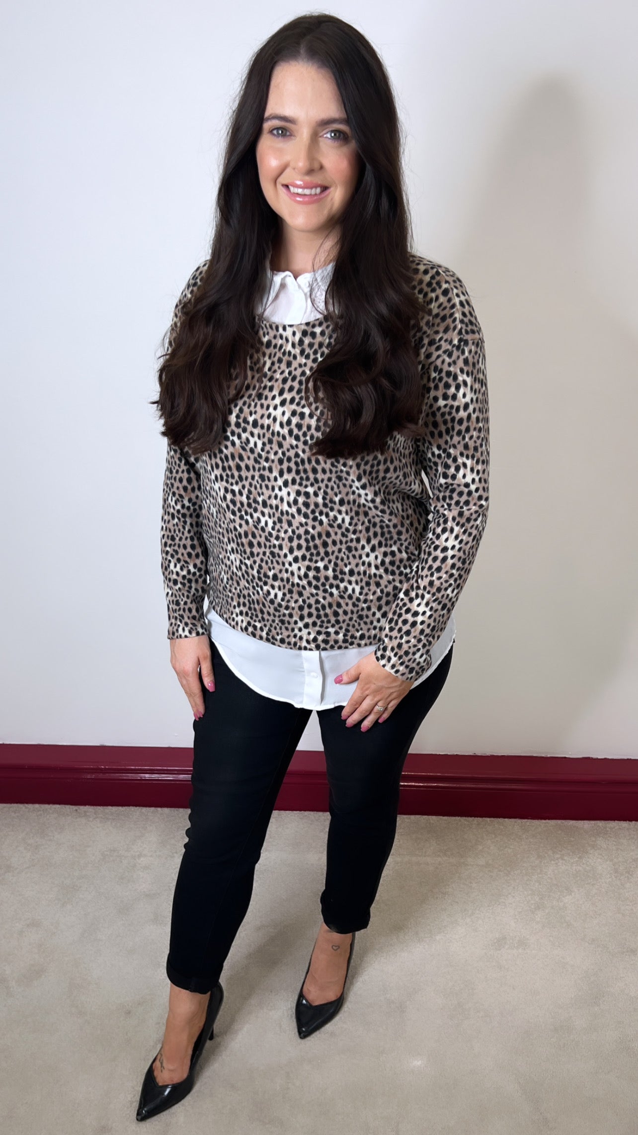 Melinda Leopard Print Shirt Blouse