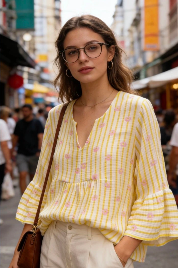 Calista Yellow Cotton Blouse