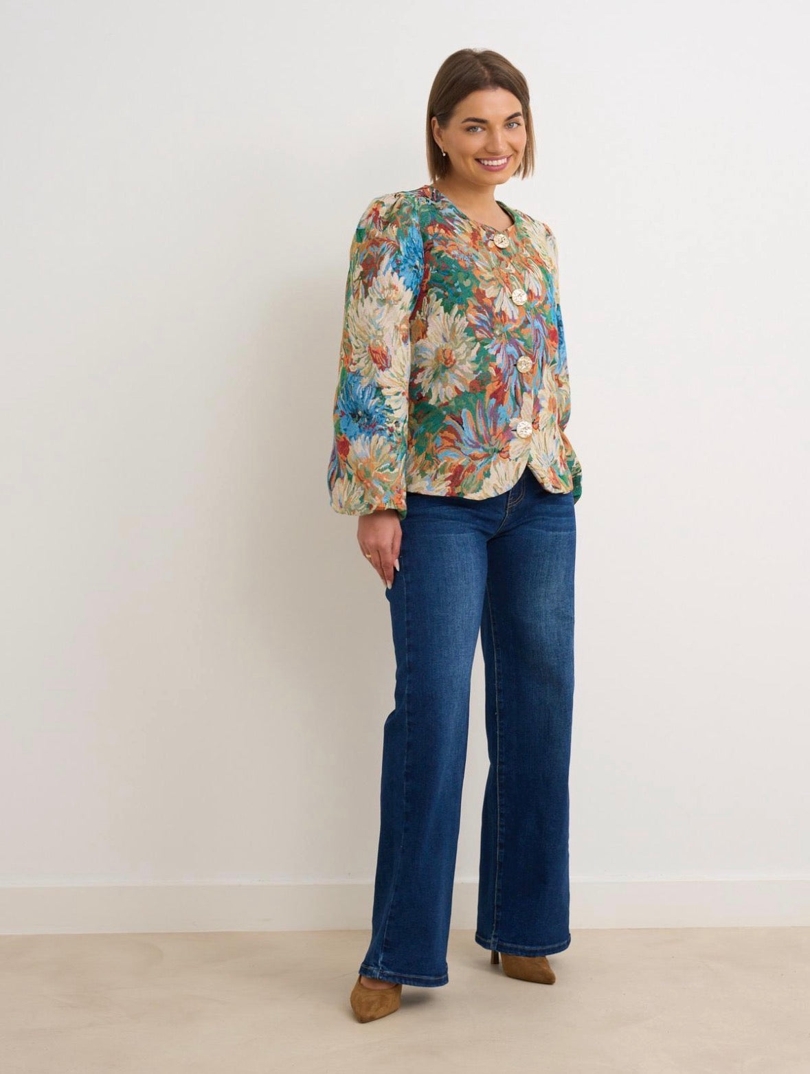 Erin Green Floral Jacquard Print Jacket
