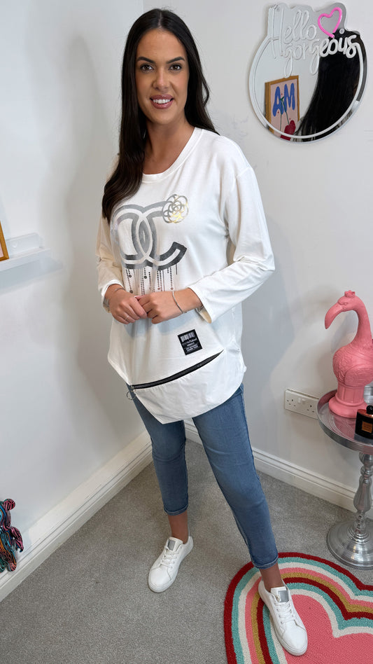 Audrey Cream Asymmetrical Top