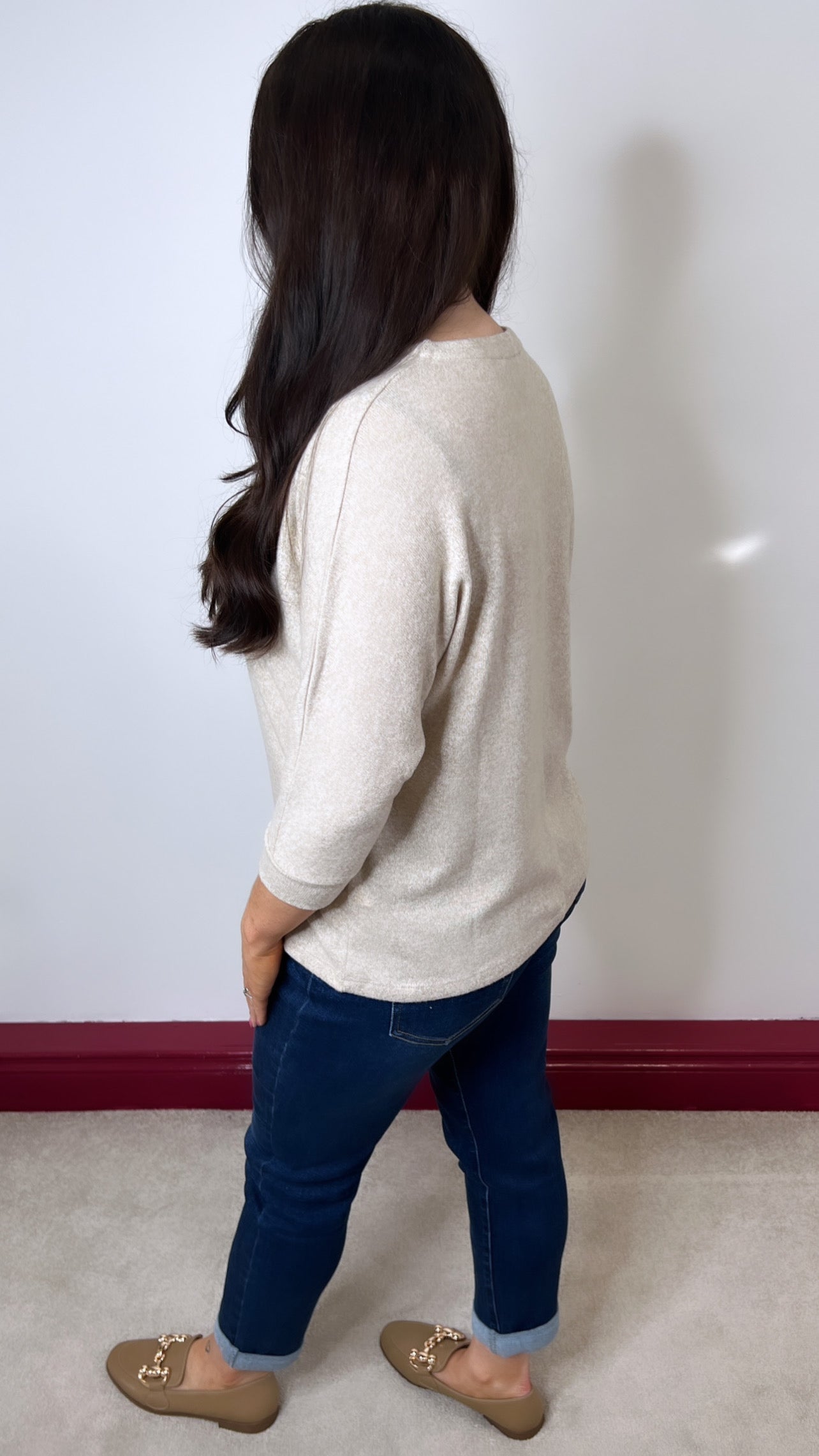 Sophie Beige Fine Knit Pullover
