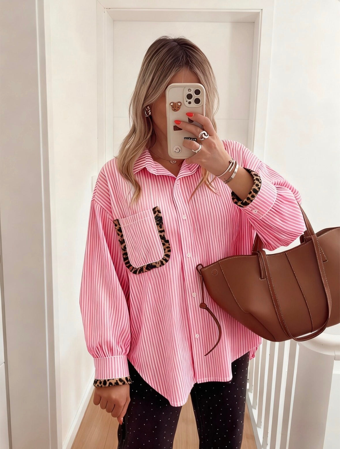 Larza Pink & Leopard Print Shirt