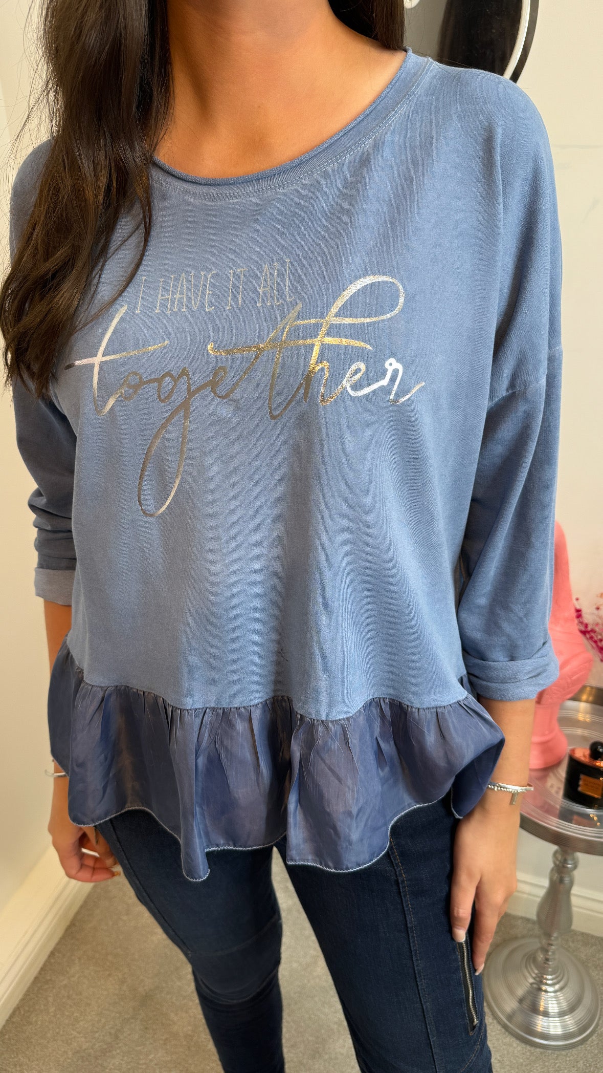 Claudia Petrol Blue Peplum Top