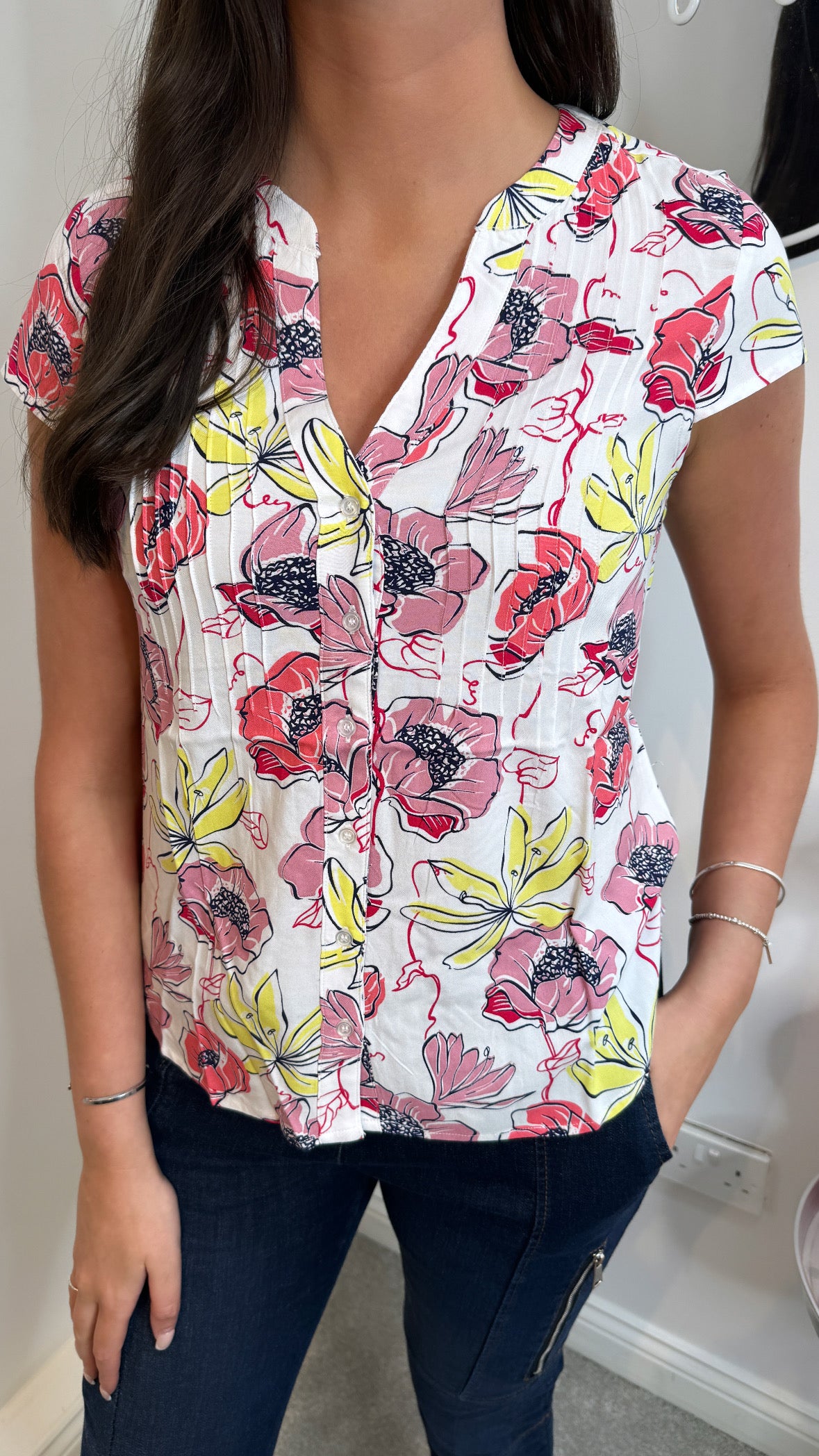 Ava Pleated Short Sleeve Blouse