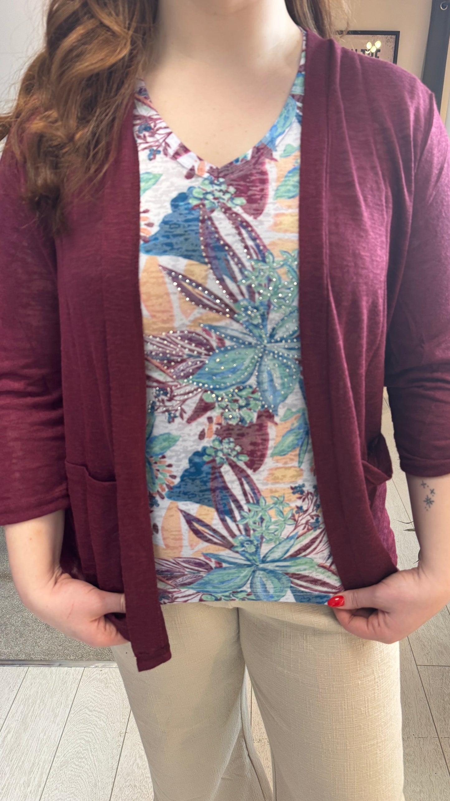 Alanna Aqua Floral Print T-Shirt