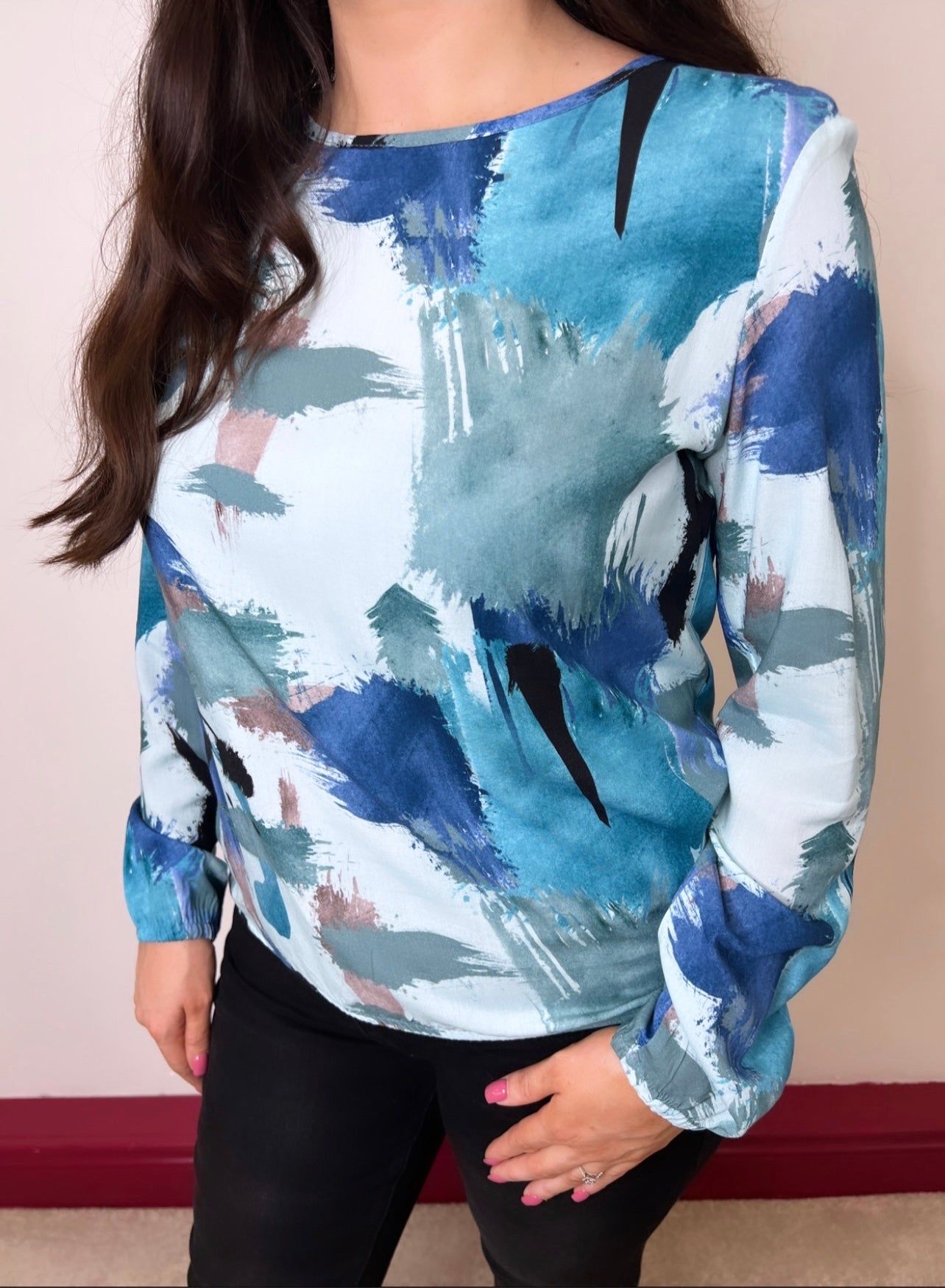 Angie Blue Aqua and Teal Blouse