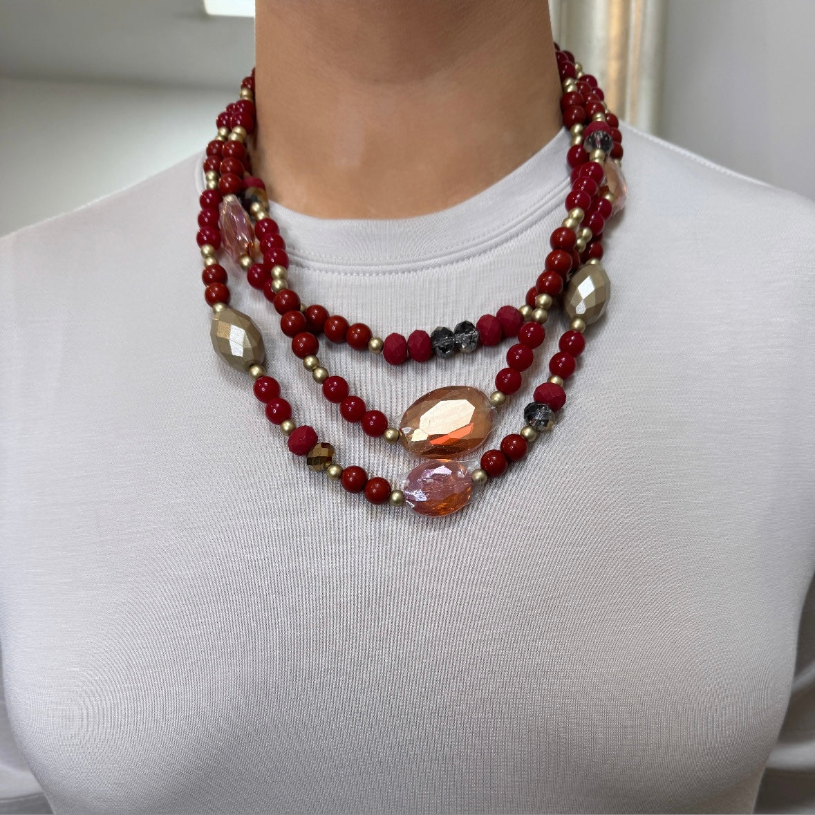 Wisteria Red Layered Necklace