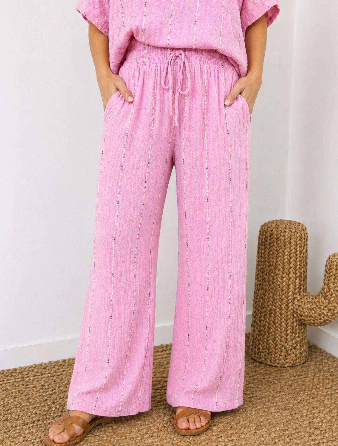 Nina Pink Cotton Trousers