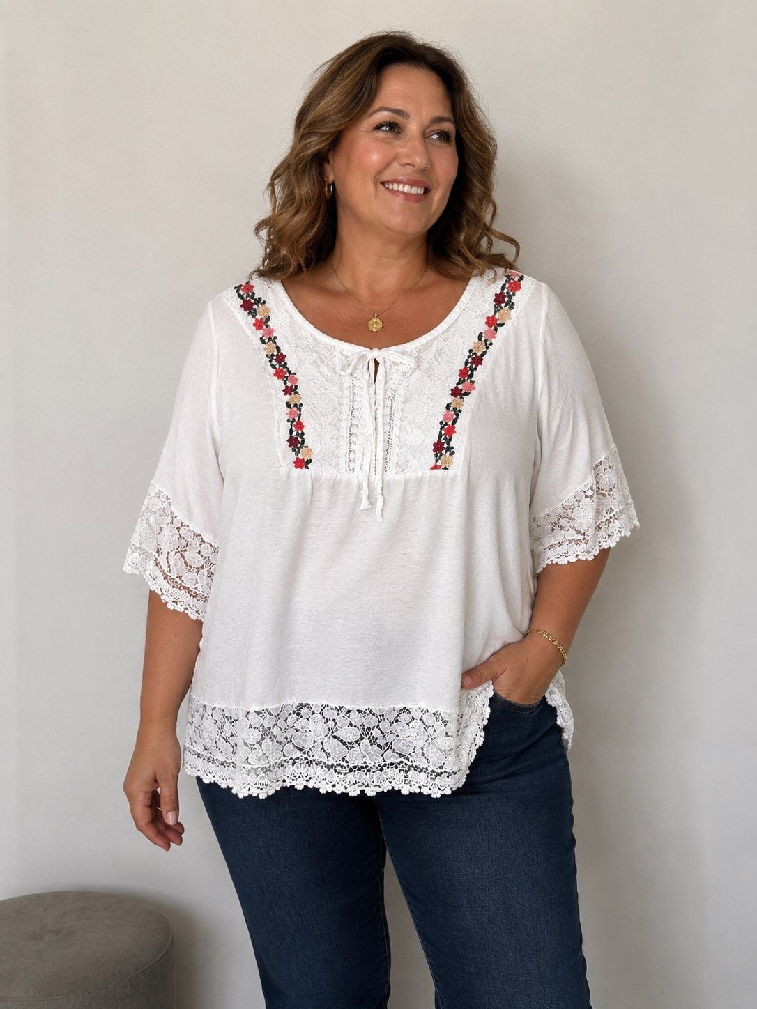 Cindy White Lace Tunic